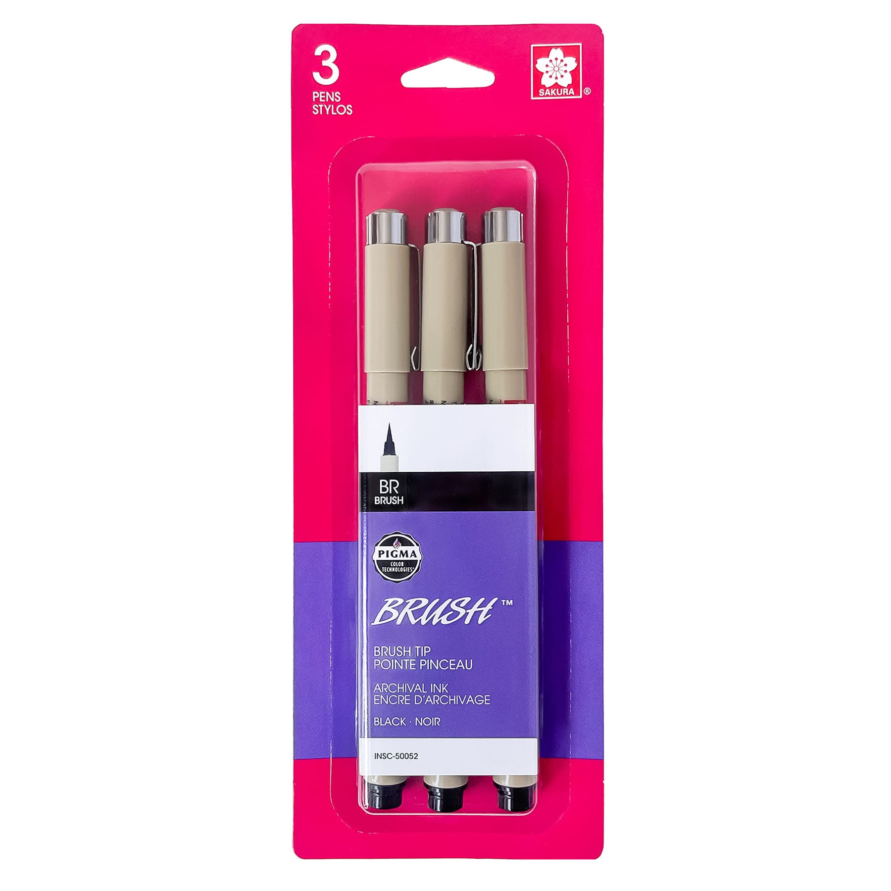 Pigma® Black Brush Pens, 3ct.