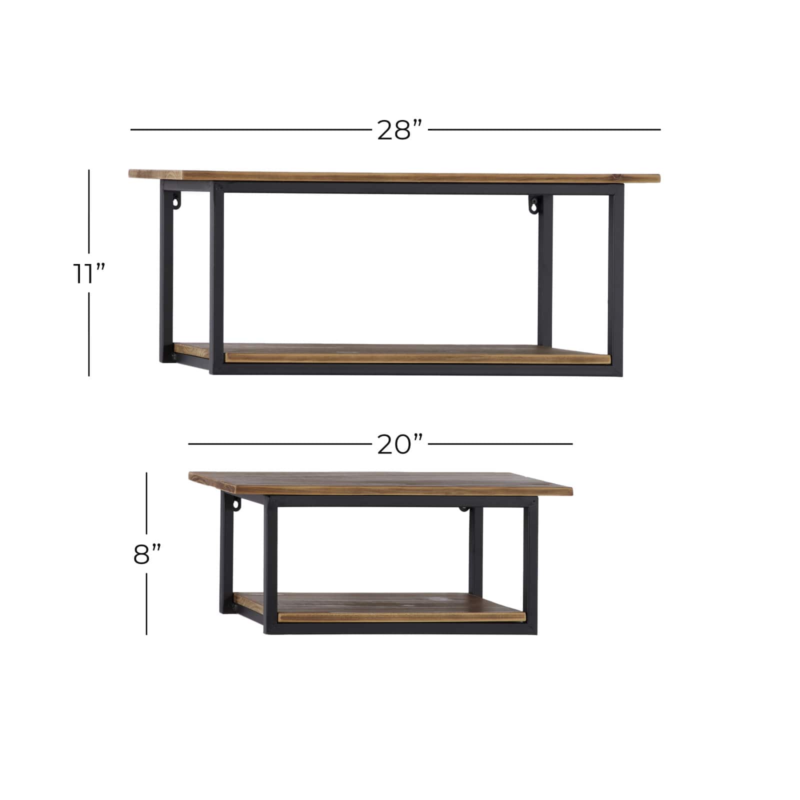Brown Metal Industrial Wall Shelf Set