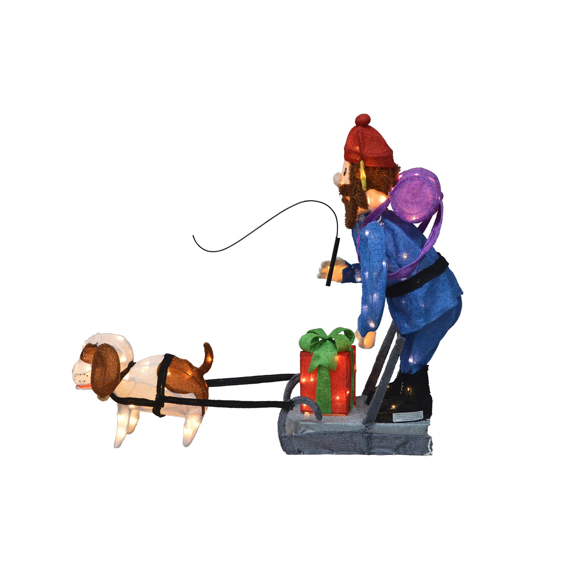 34" Rudolph the Red-Nosed Reindeer Yukon & Dog 3D Pre-Lit Yard Décor