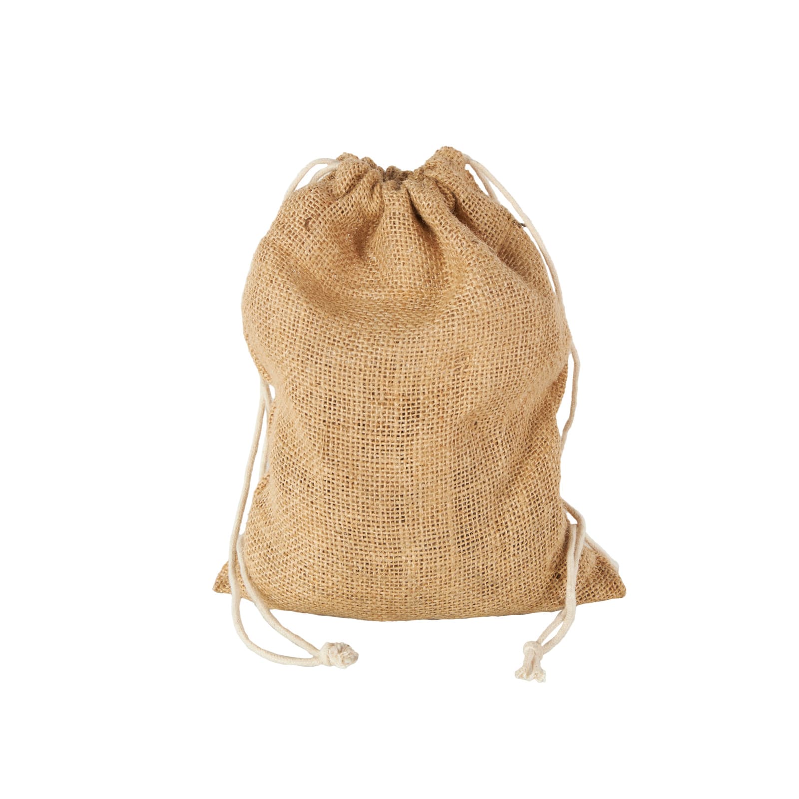 Gold Metal Tibetan-Inspired Decorative Bells with Brown Jute Rope & Canvas Drawstring Tote Set