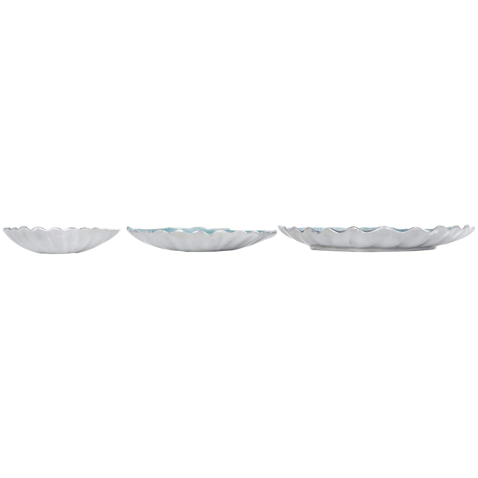 Teal & Silver Handmade Enameled Aluminum Shell Bowl Set