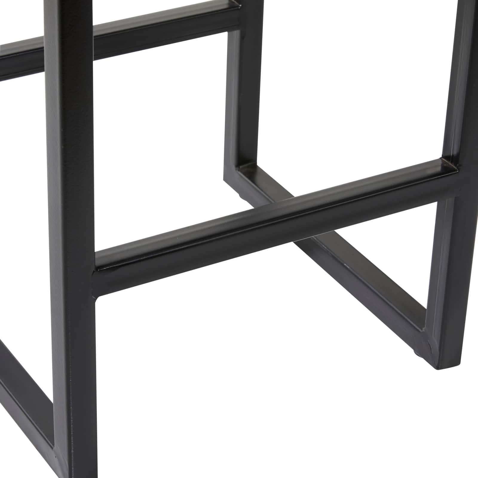 Black Iron and Leather Industrial Stool, 24" x 14" x 14"