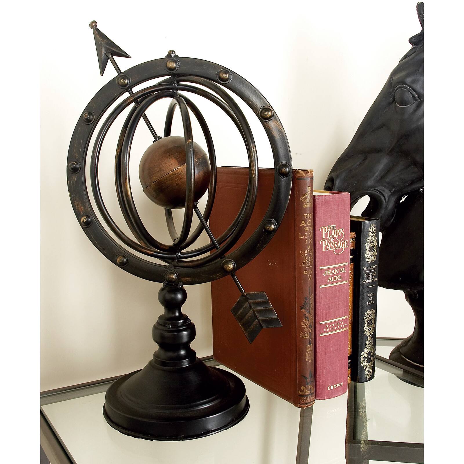 17" Brown Metal Industrial Armillary Sphere Sculpture
