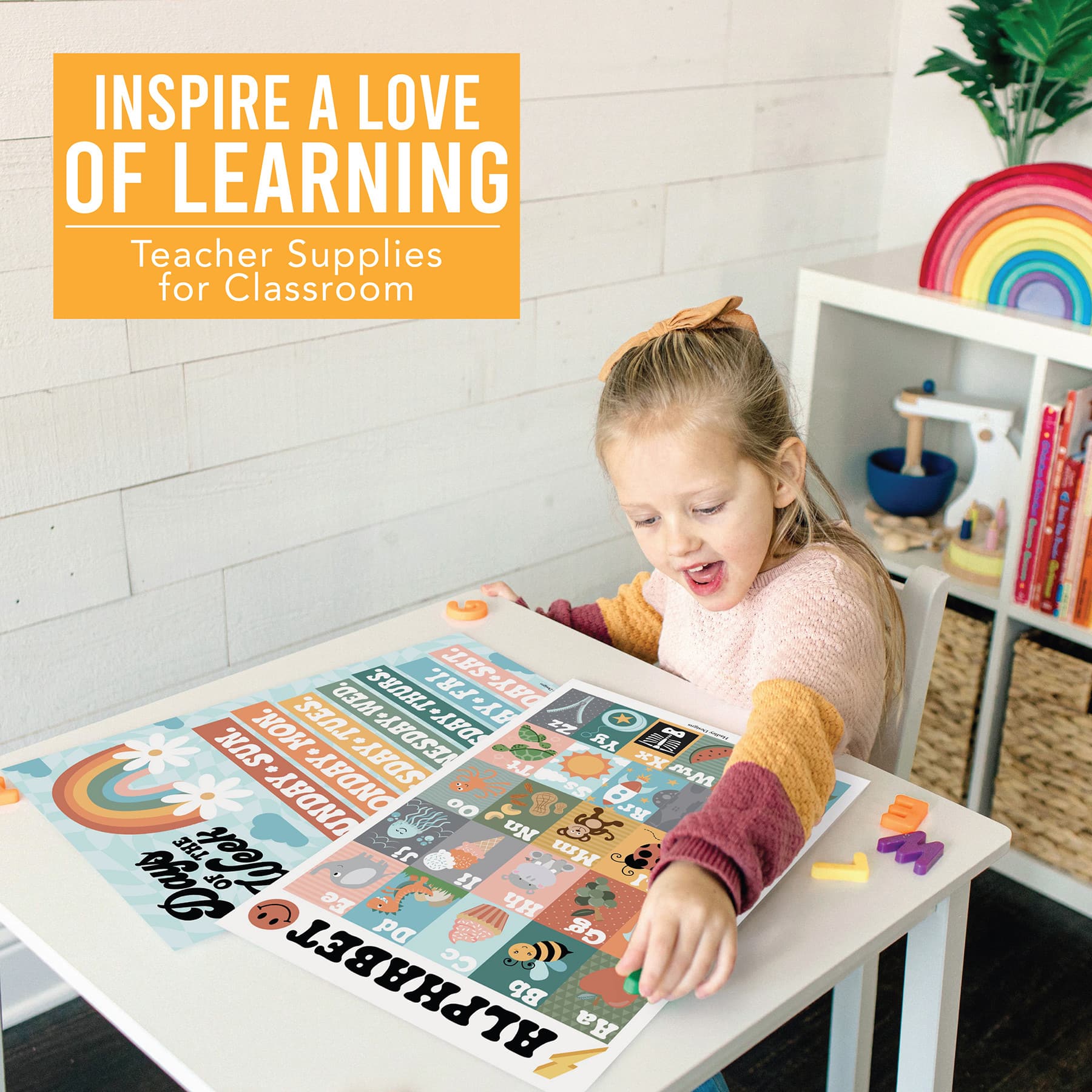 Hadley Designs 11" x 17" Designs Retro Boho Preschool Educational Laminated Posters Set
