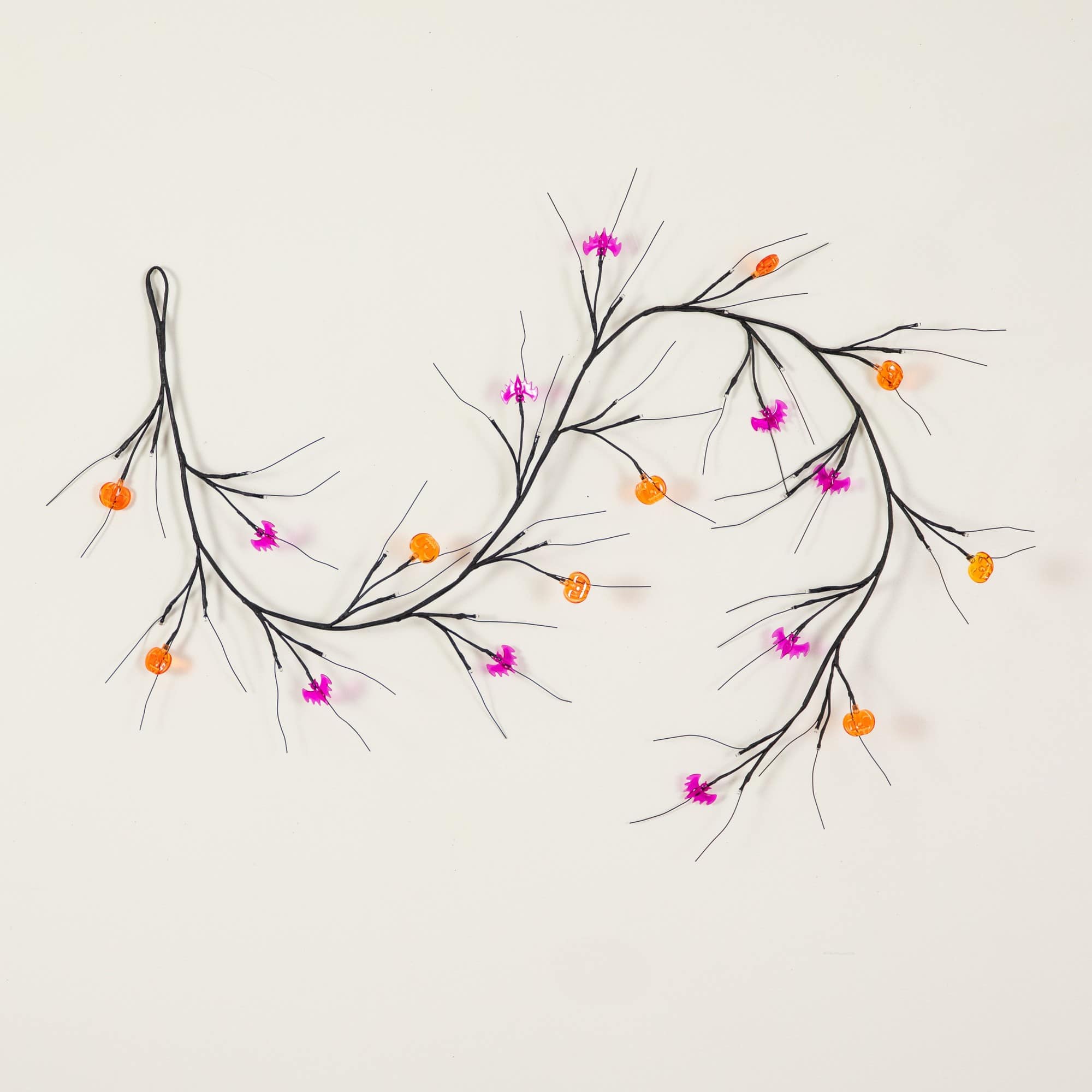 6.5ft. Artificial Halloween Twig Garland with 57 Orange and Purple LED Lights
