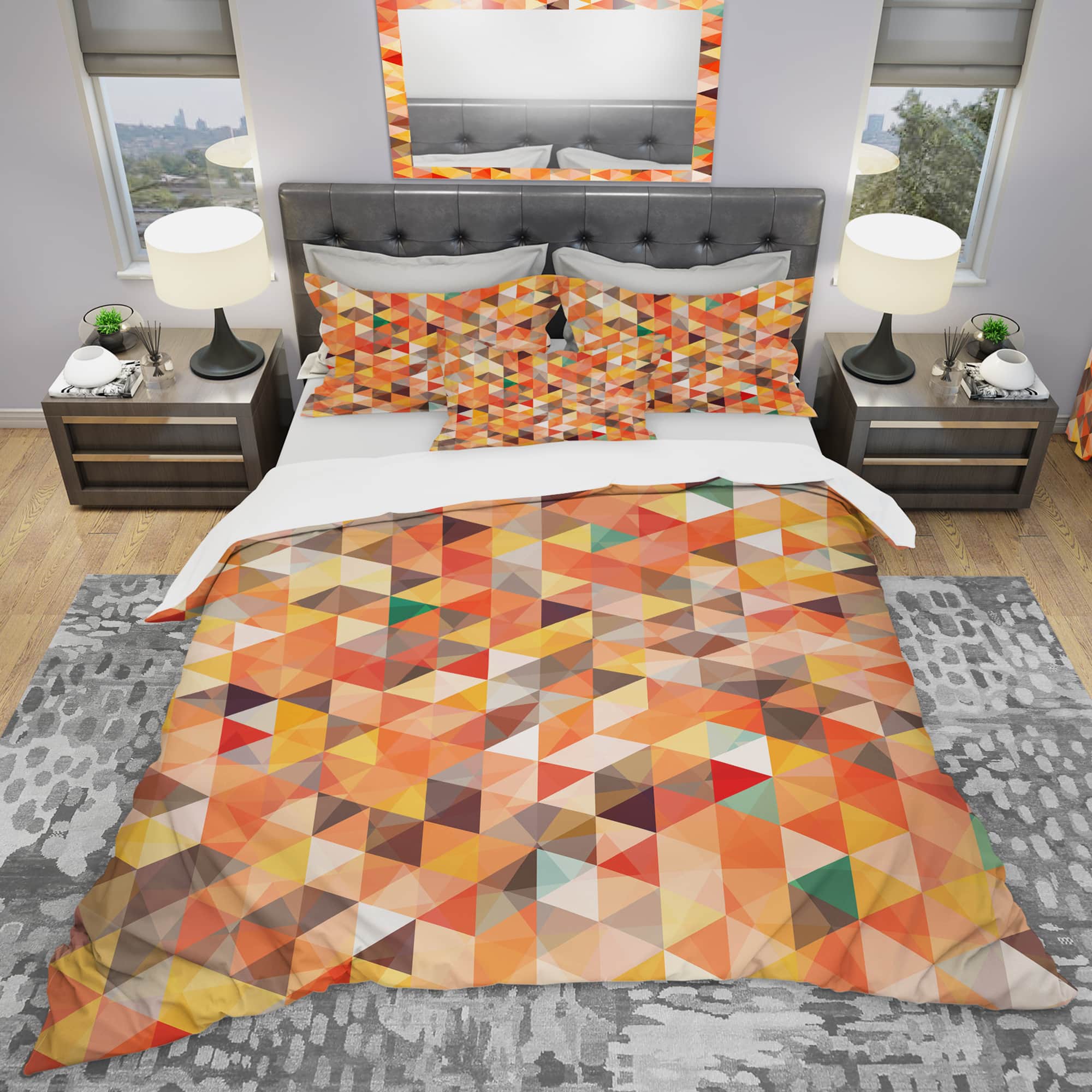 Designart 'Abstract Triangle' Modern Bedding Set - Duvet Cover & Shams