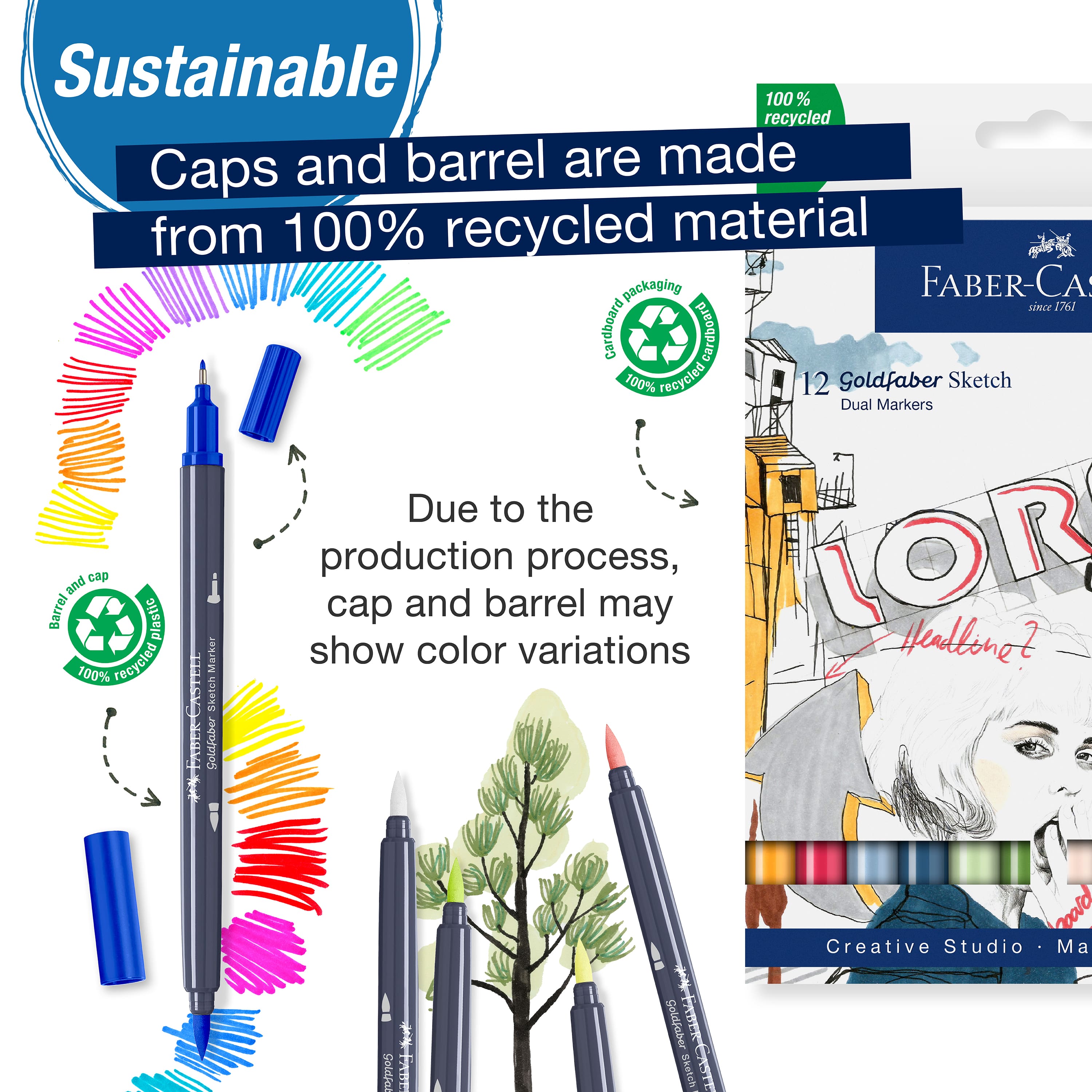 Faber-Castell® Goldfaber 12 Color Dual Tip Sketch Markers