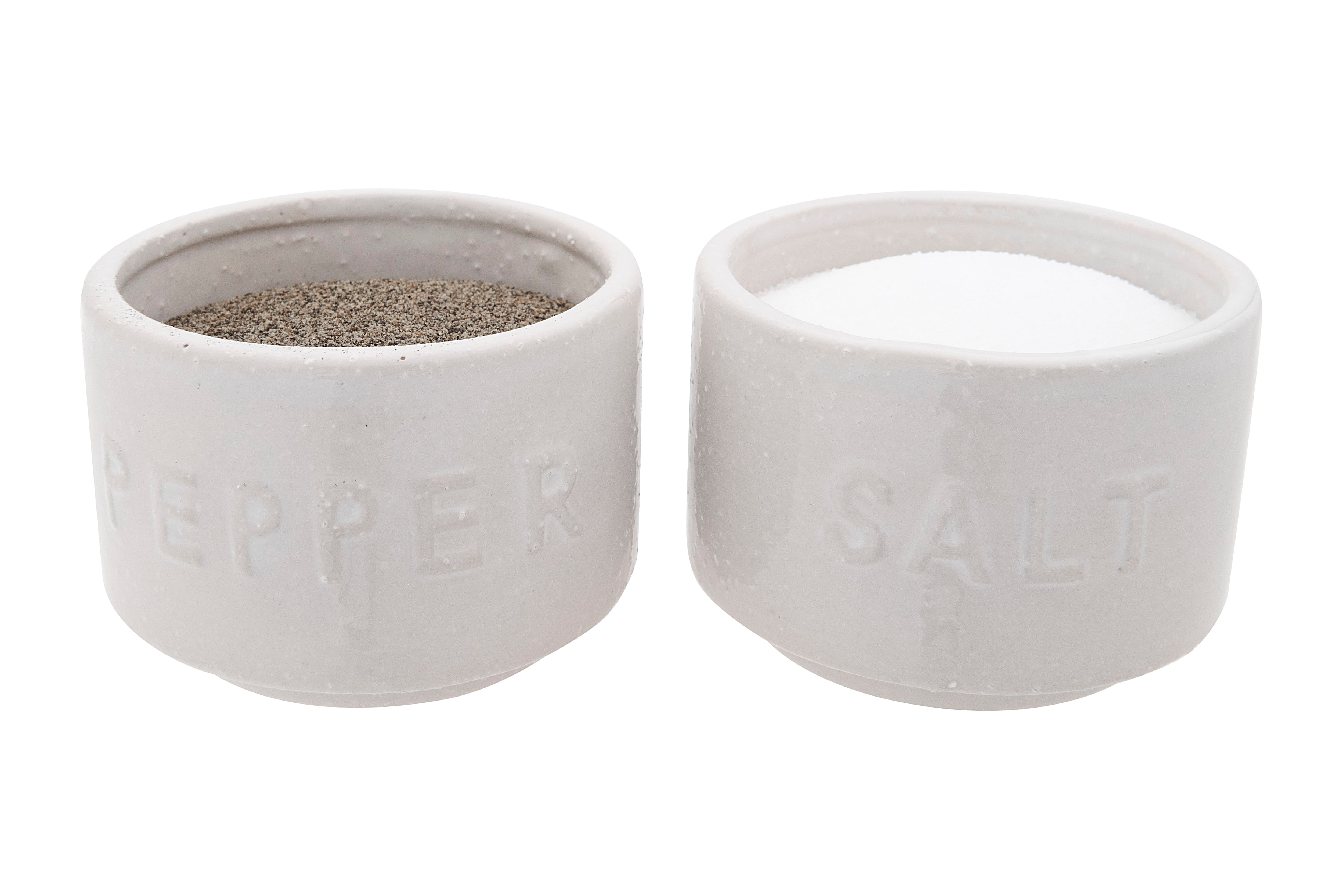 Hello Honey® White Stackable Stoneware Salt & Pepper Pinch Pots with Lid Set