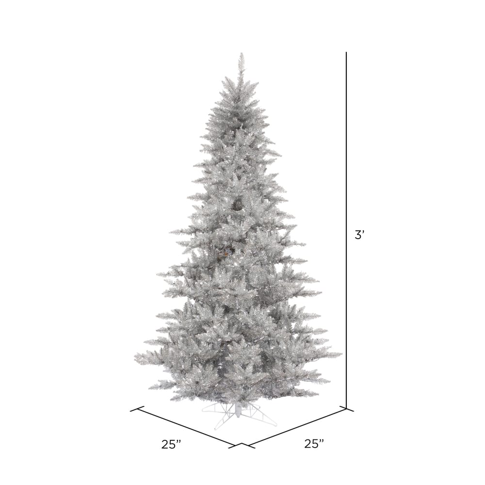 3ft. Unlit Silver Tinsel Fir Artificial Christmas Tree