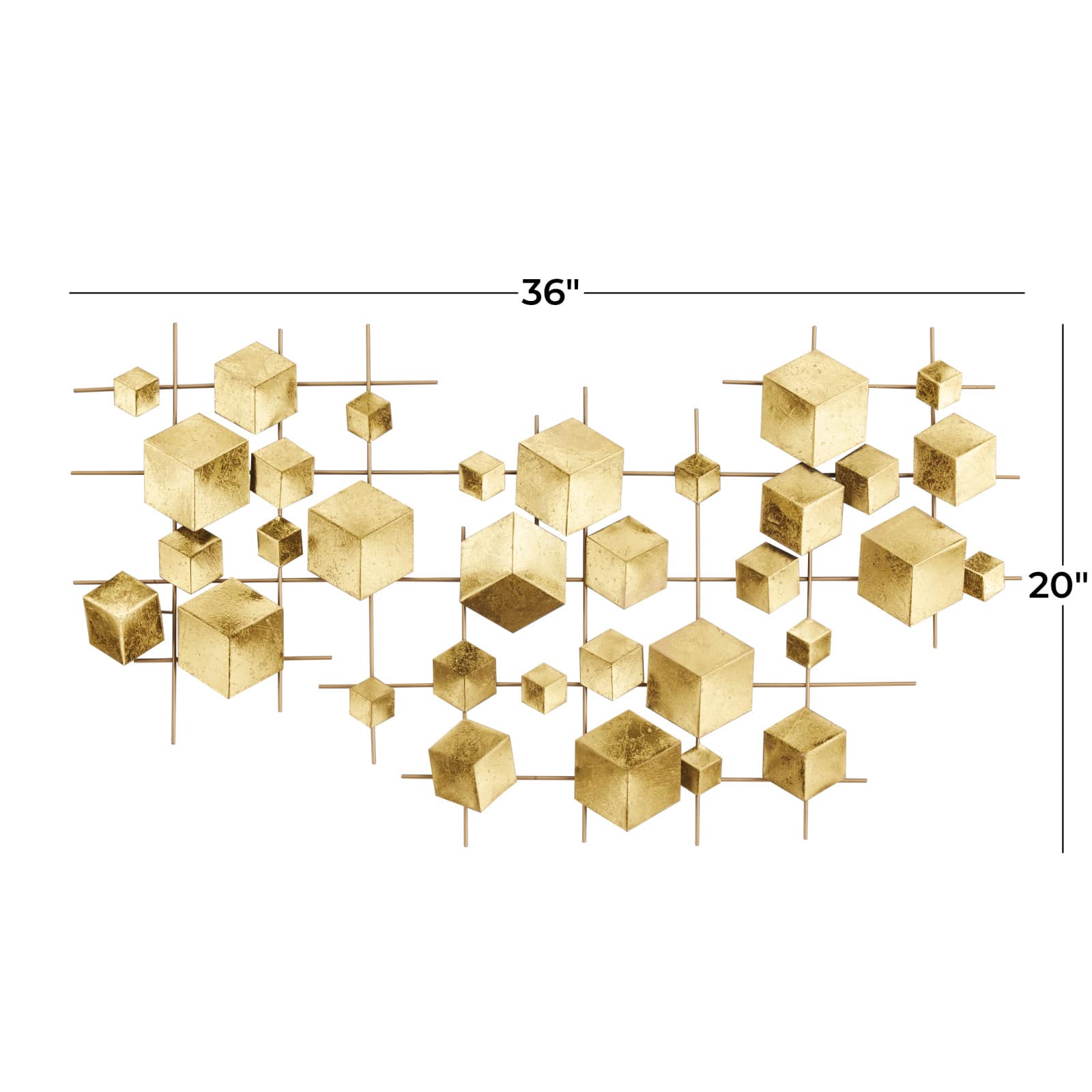 Gold Metal Glam Wall Decor, 20" x 36" x 2"