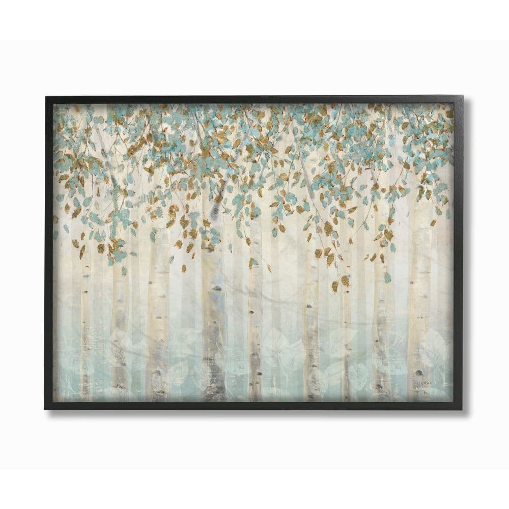 Stupell Industries Abstract Forest Leaves Trees Blue Tan Soft Painting Framed Wall Art