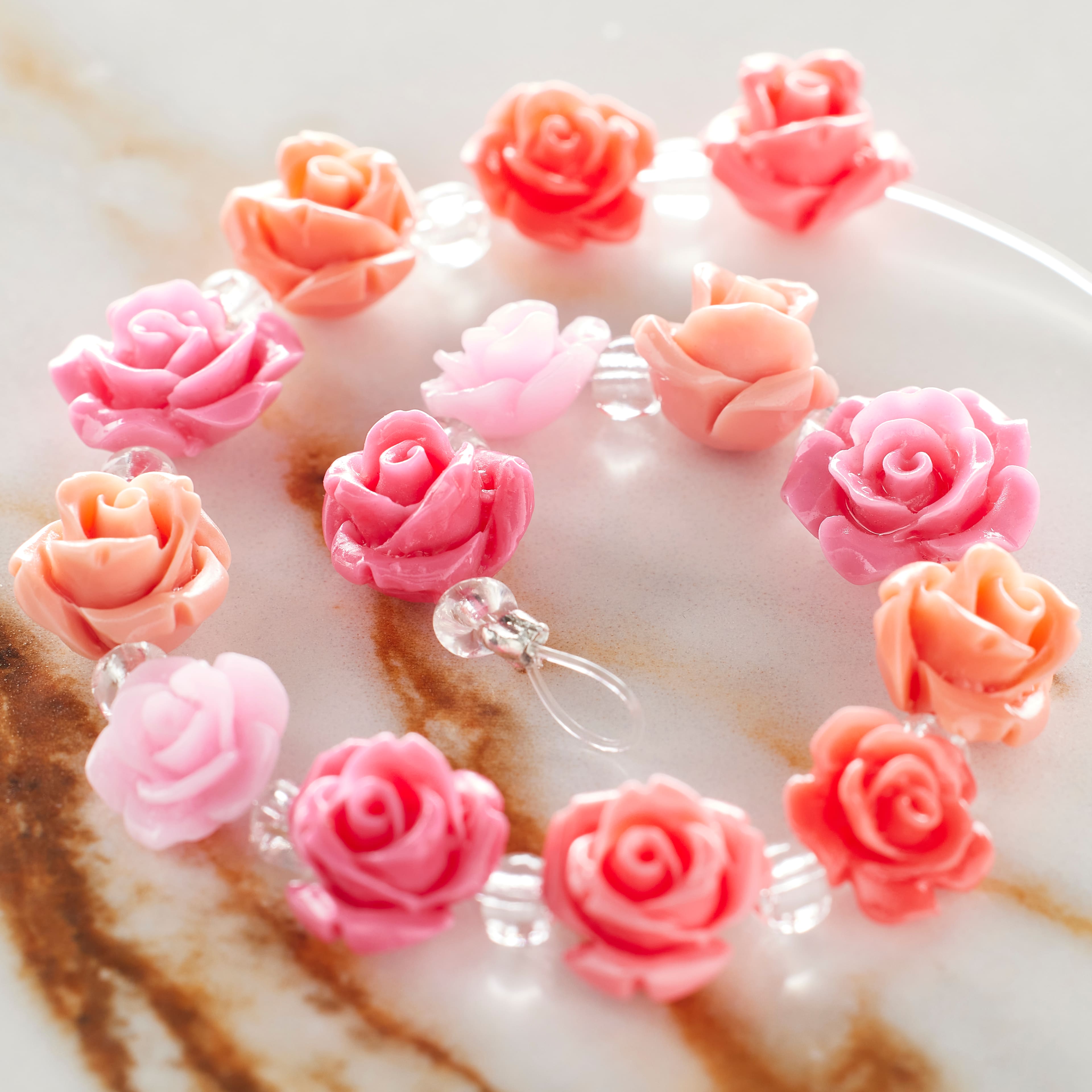 12 Pack: Pink Mix Reconstituted Stone Rose Beads, 10mm by Bead Landing™
