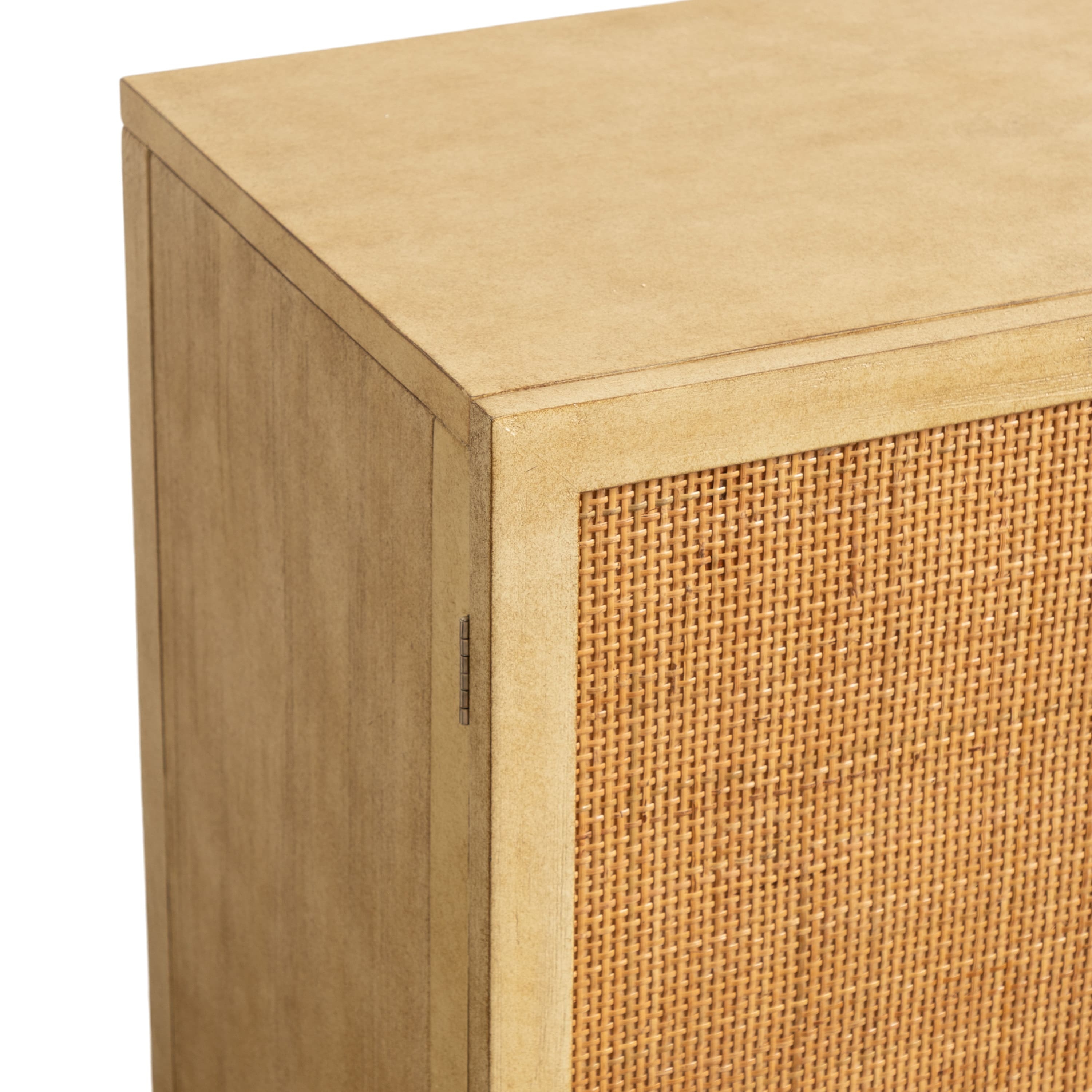 Kate and Laurel Ori Rattan & Wood Accent Floor Cabinet