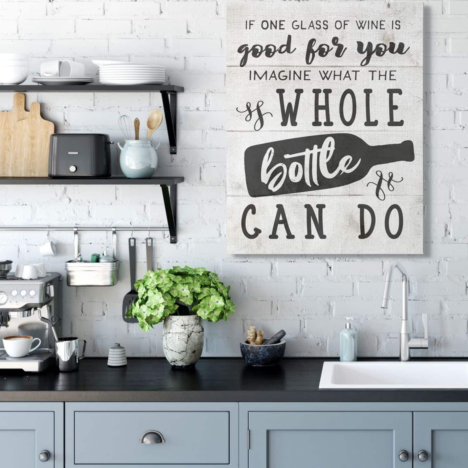 Stupell Industries Bottle of Wine Quote Canvas Wall Art