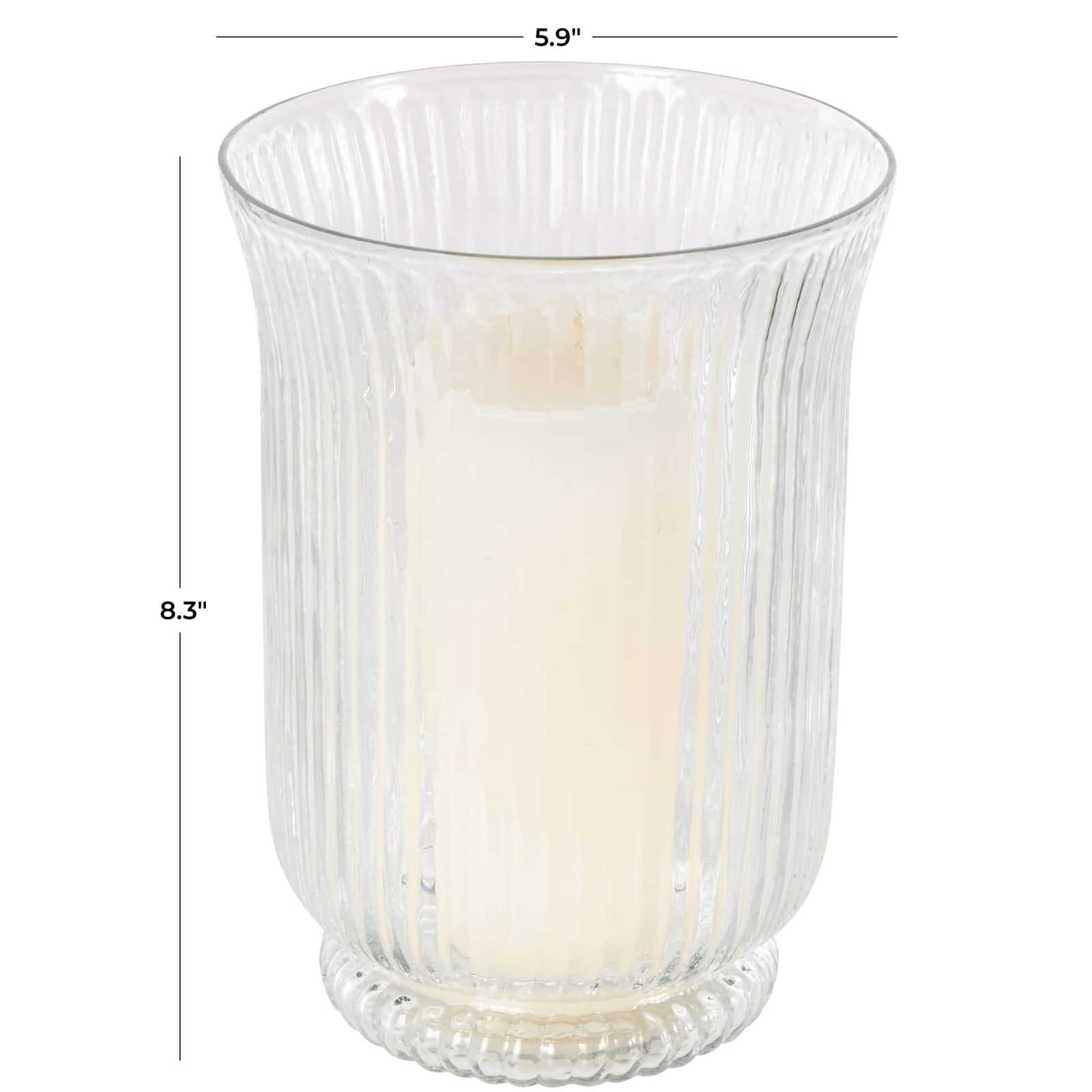 Clear Round Glass Ribbed Fluted Decorative Candle Holder