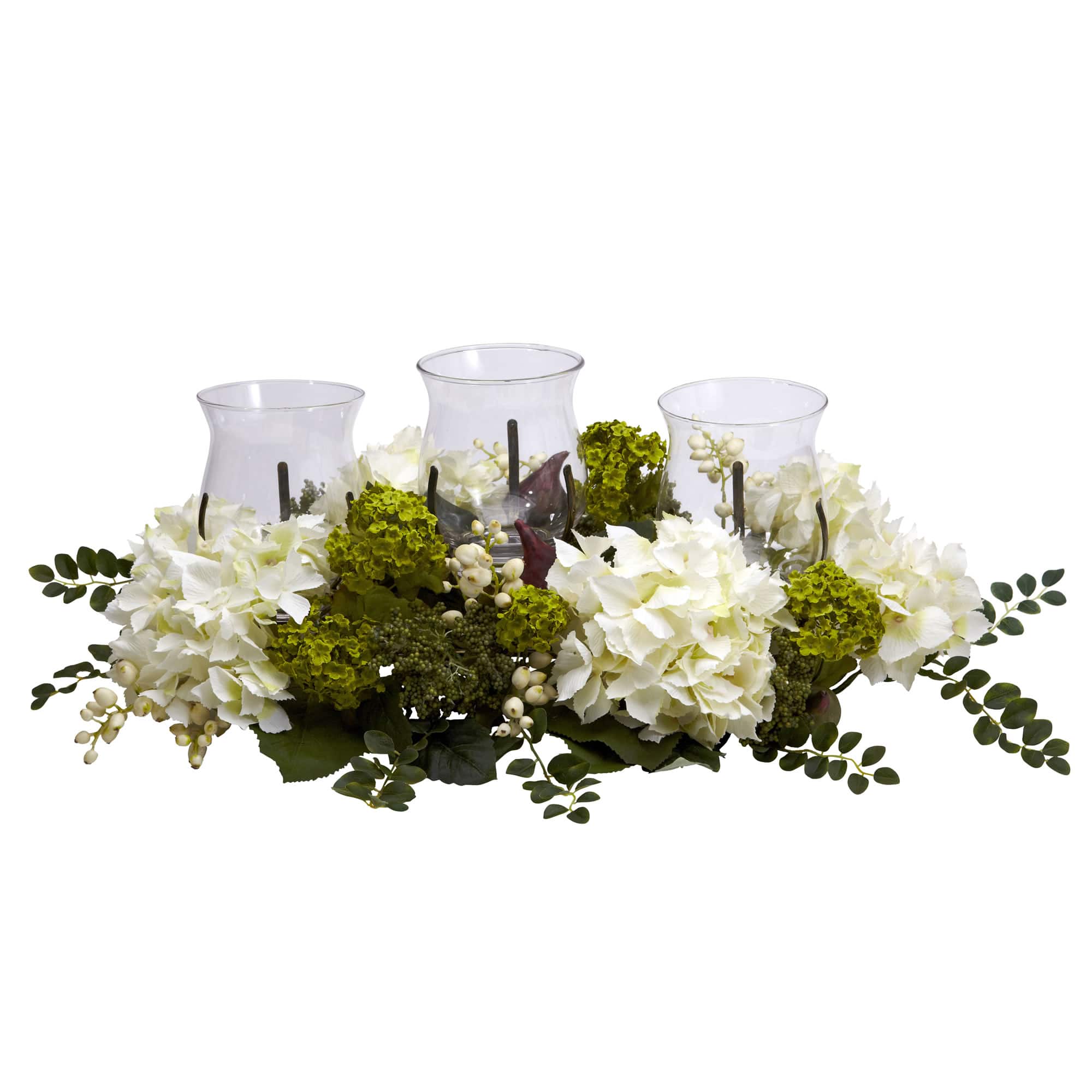 9.5" Snowball Hydrangea Triple Candelabrum