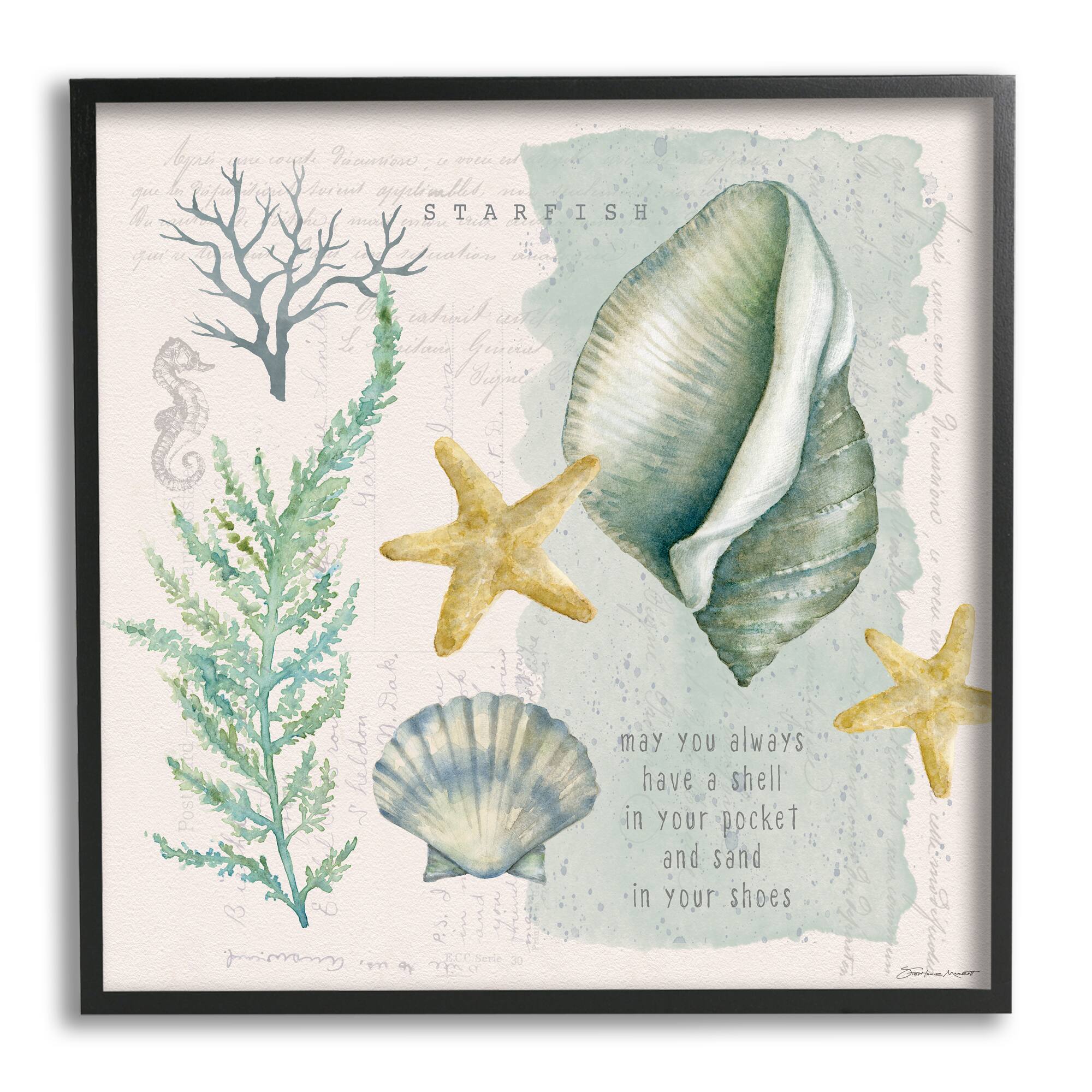 Stupell Industries Shell in Pocket Sand In Shoes Beach Quote Framed Wall Art