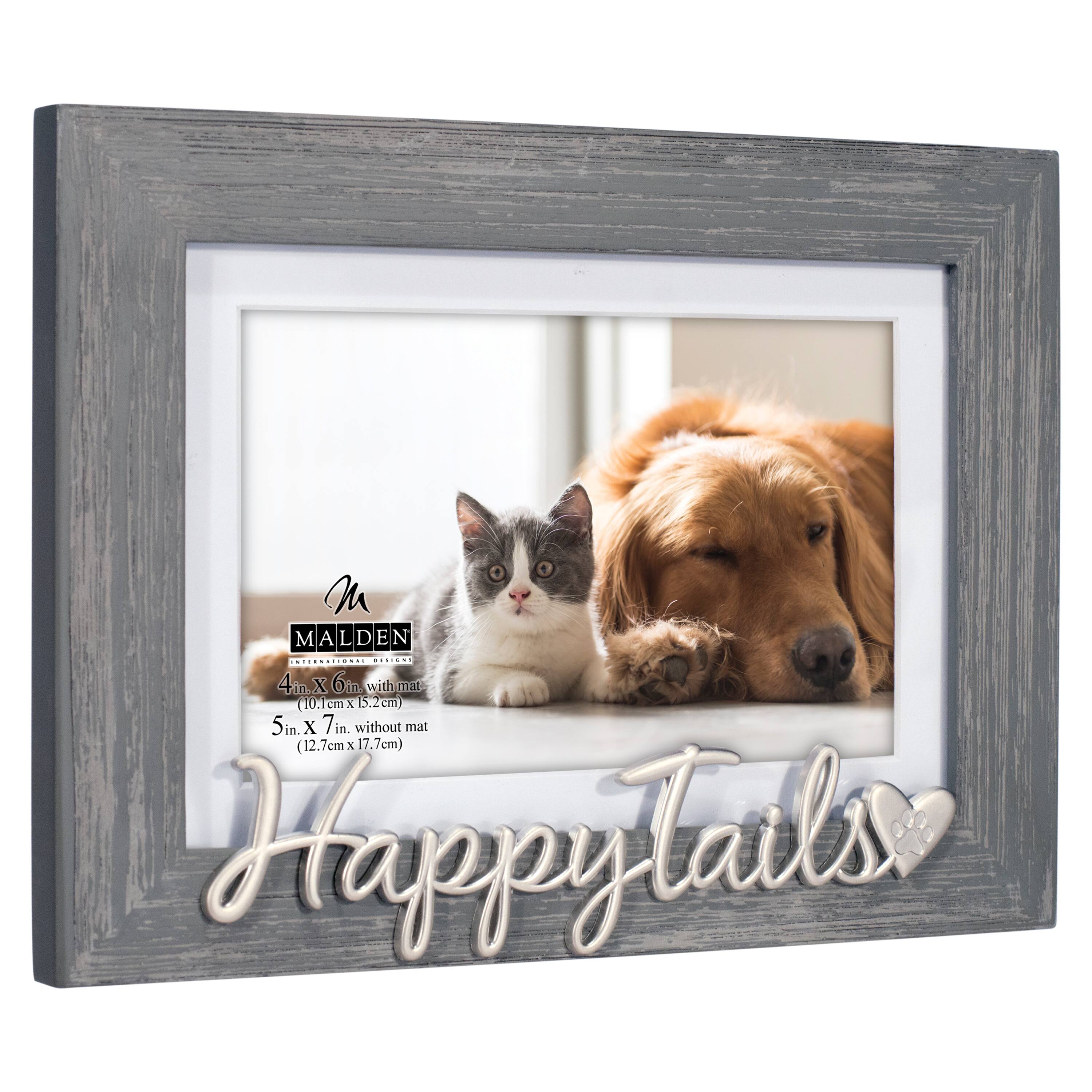 Malden International Designs Happy Tails 4" x 6" Distressed Expression Frame with Mat