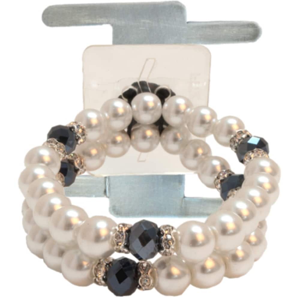JAM Paper Black Sweetness Beaded Flower Bracelet