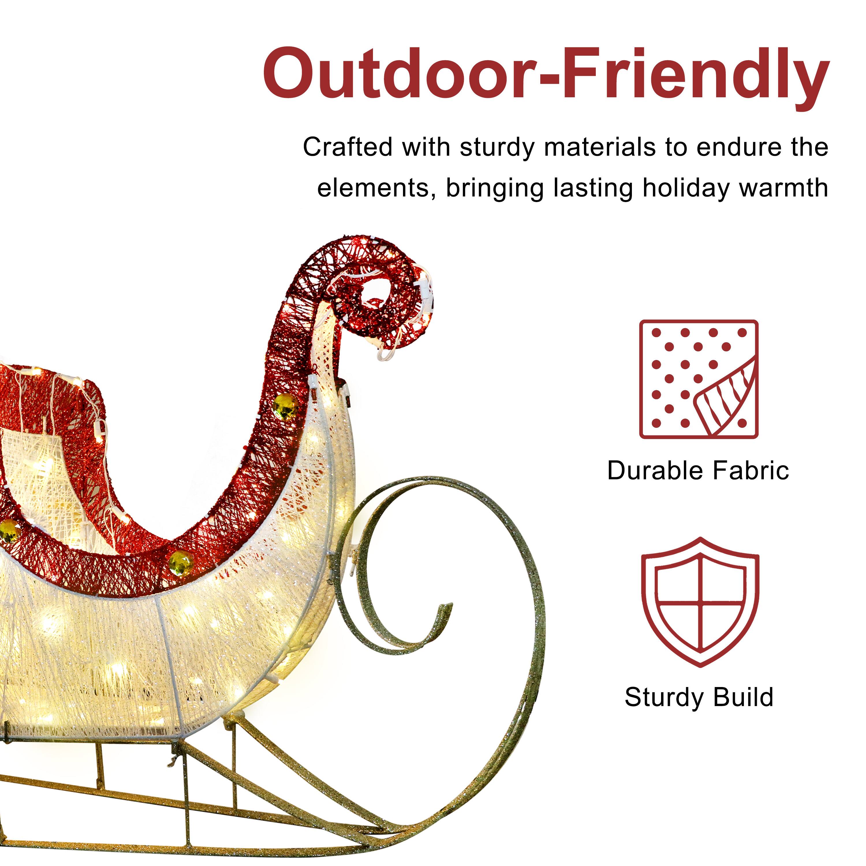 Puleo International 32" Pre-Lit Sleigh Christmas Holiday Décor with Warm White LED Lights