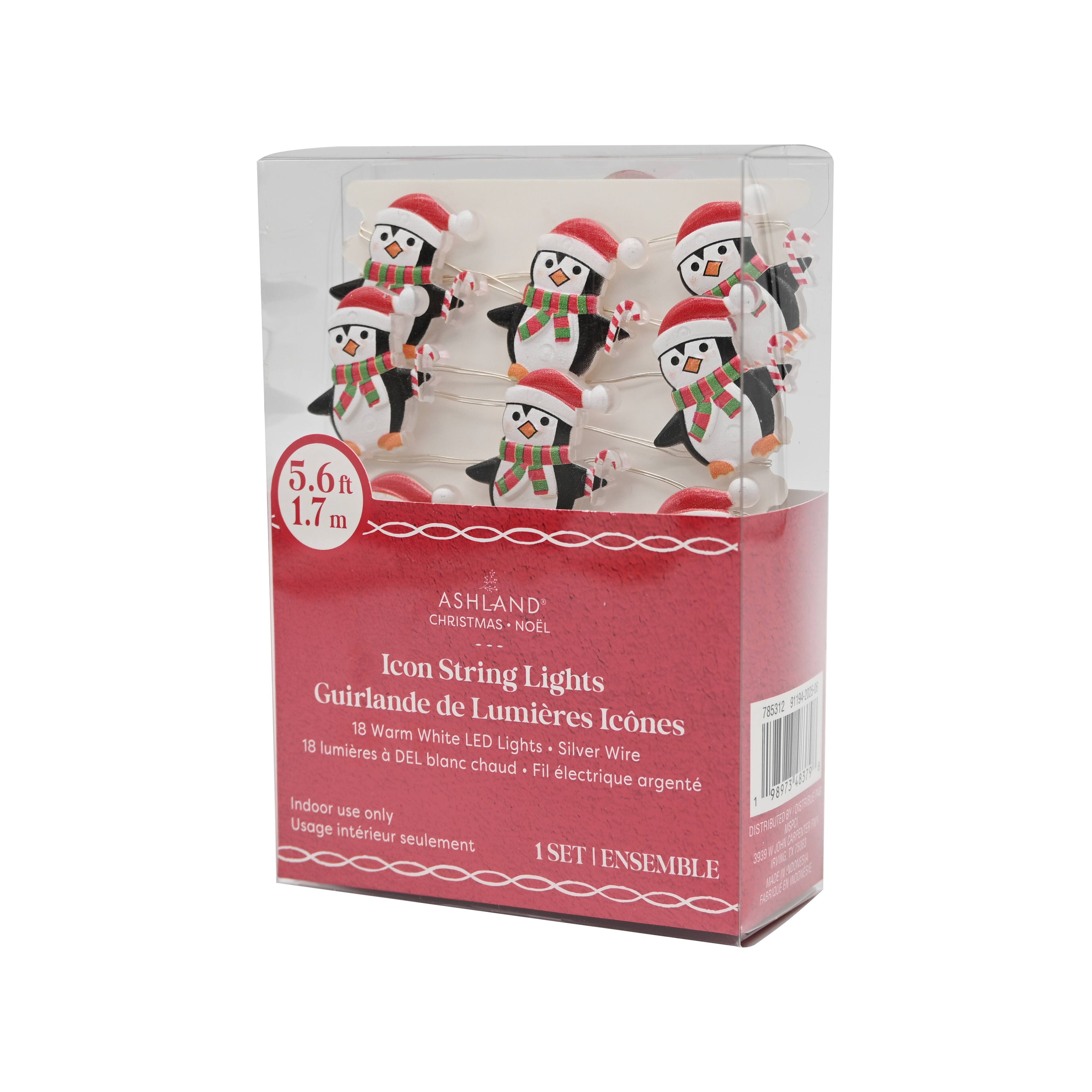 18ct. Warm White LED Penguin String Lights on Silver Wire by Ashland®