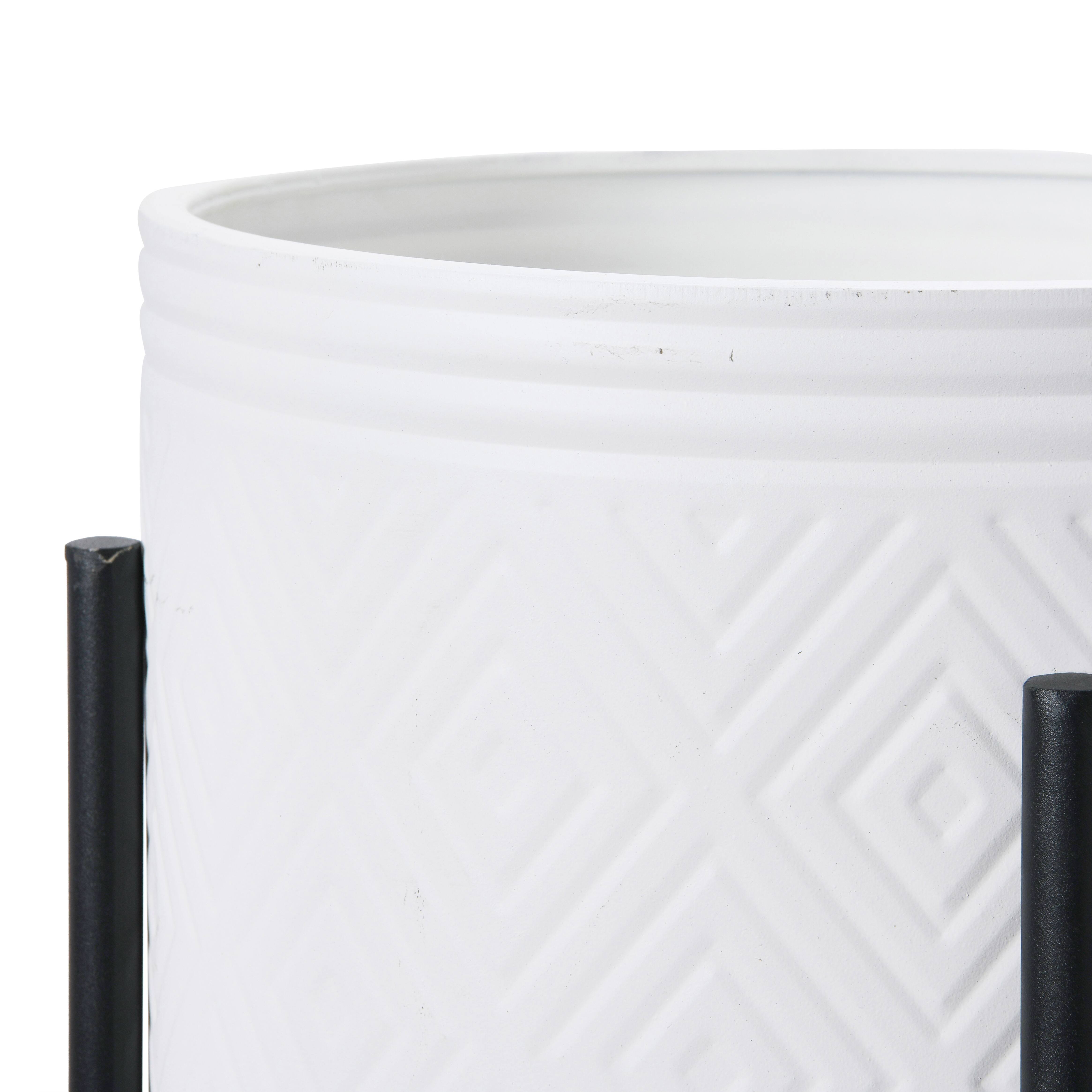 Hello Honey® White & Black Boho Embossed Metal Planters with Stands Set