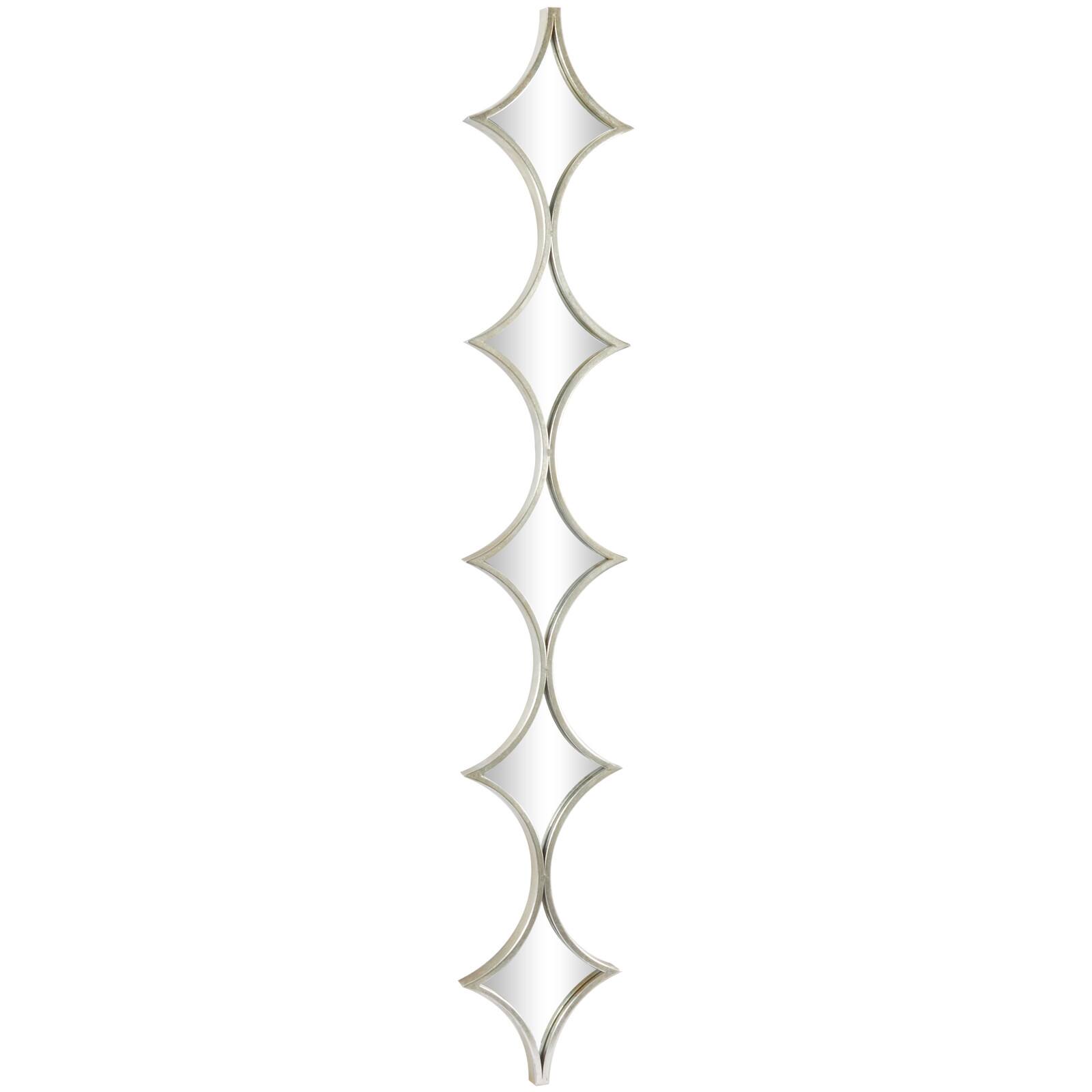 Silver Metal Slim Stacked Chain 5 Layer Wall Mirror with Half Moon Pattern 8" x 1" x 59"