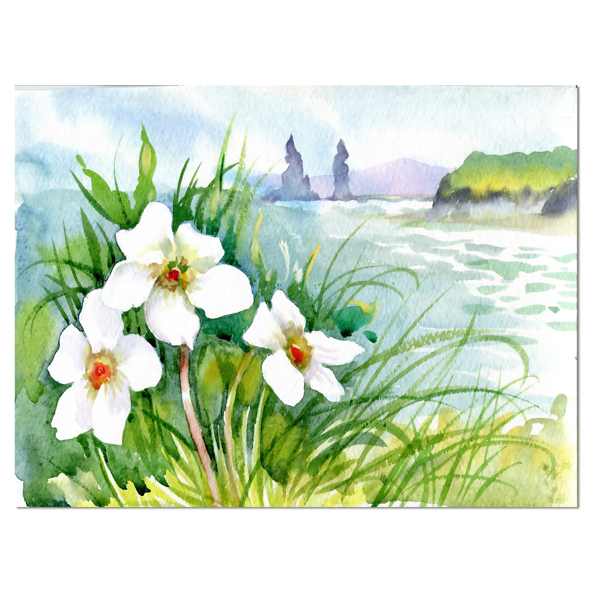 Designart - Blooming Flowers on Summer River