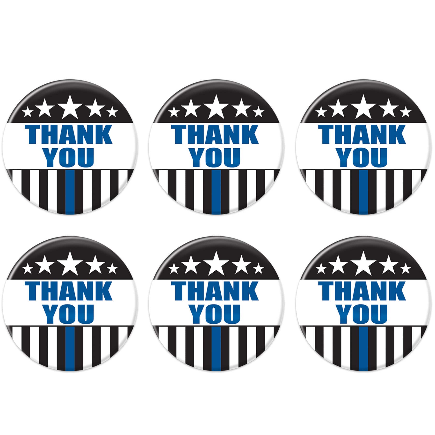 Beistle 2" Blue Stripe Thank You Law Enforcement Buttons, 6ct.