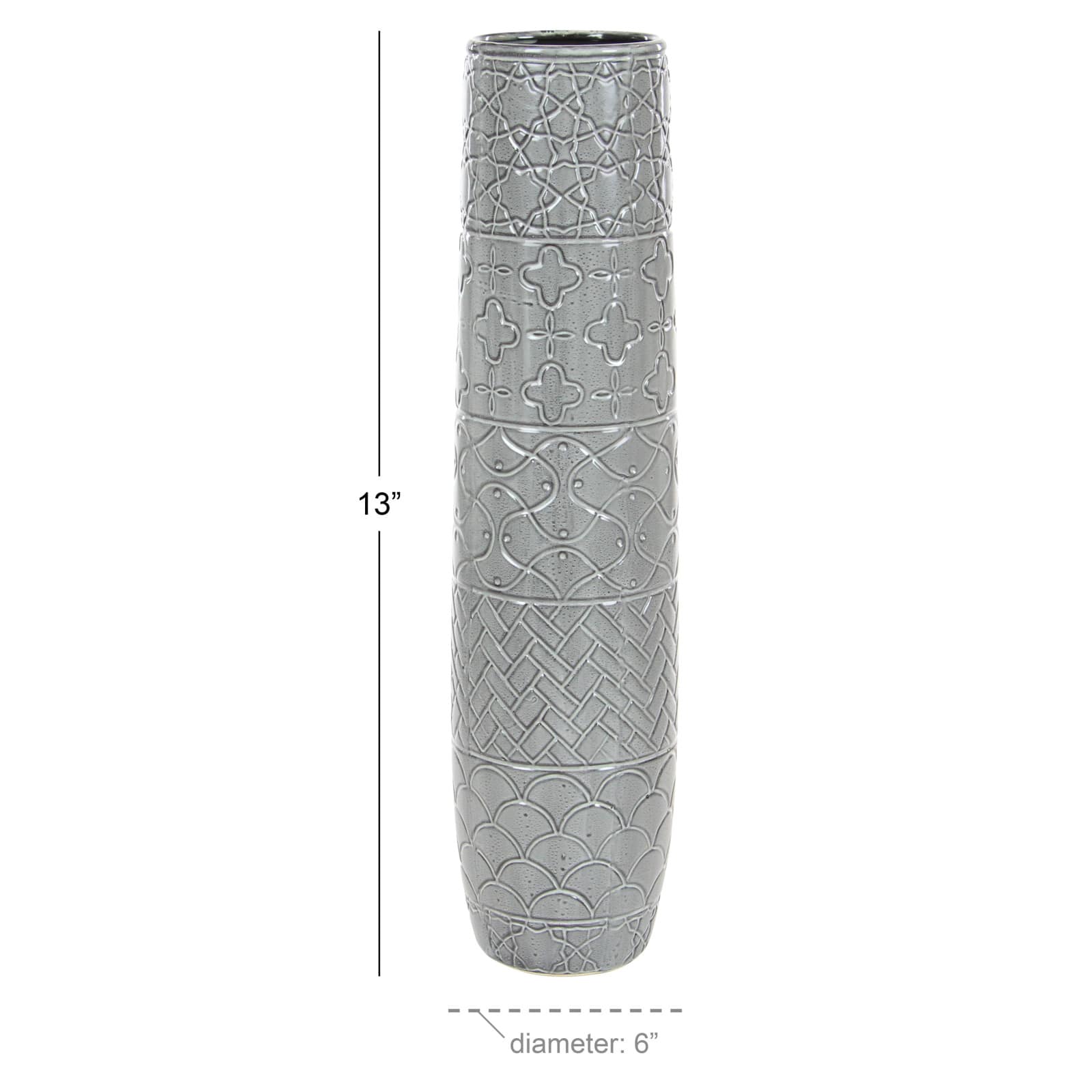 30" Gray Stoneware Eclectic Vase