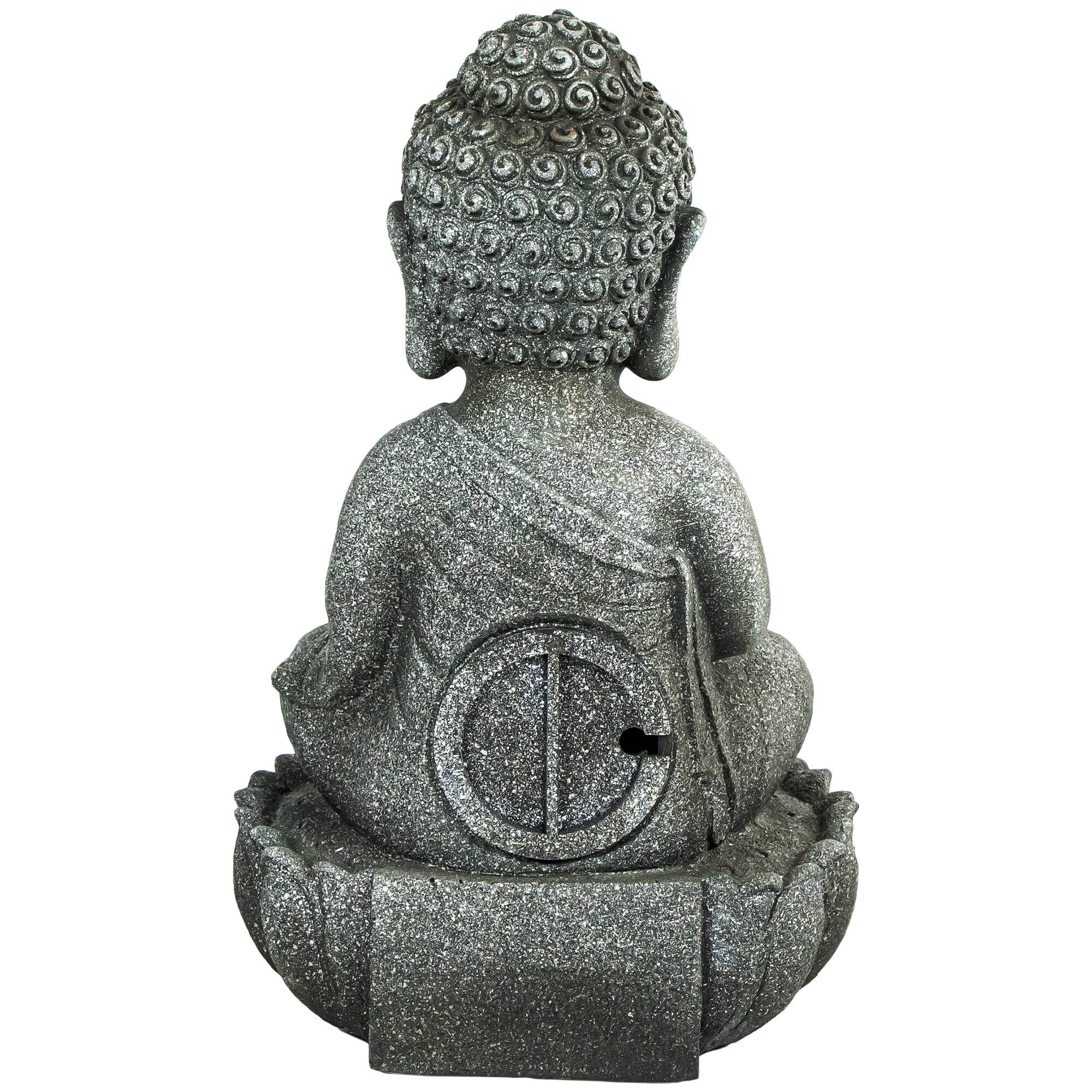 22" Buddha in Sukhasana Pose Outdoor Garden Water Fountain