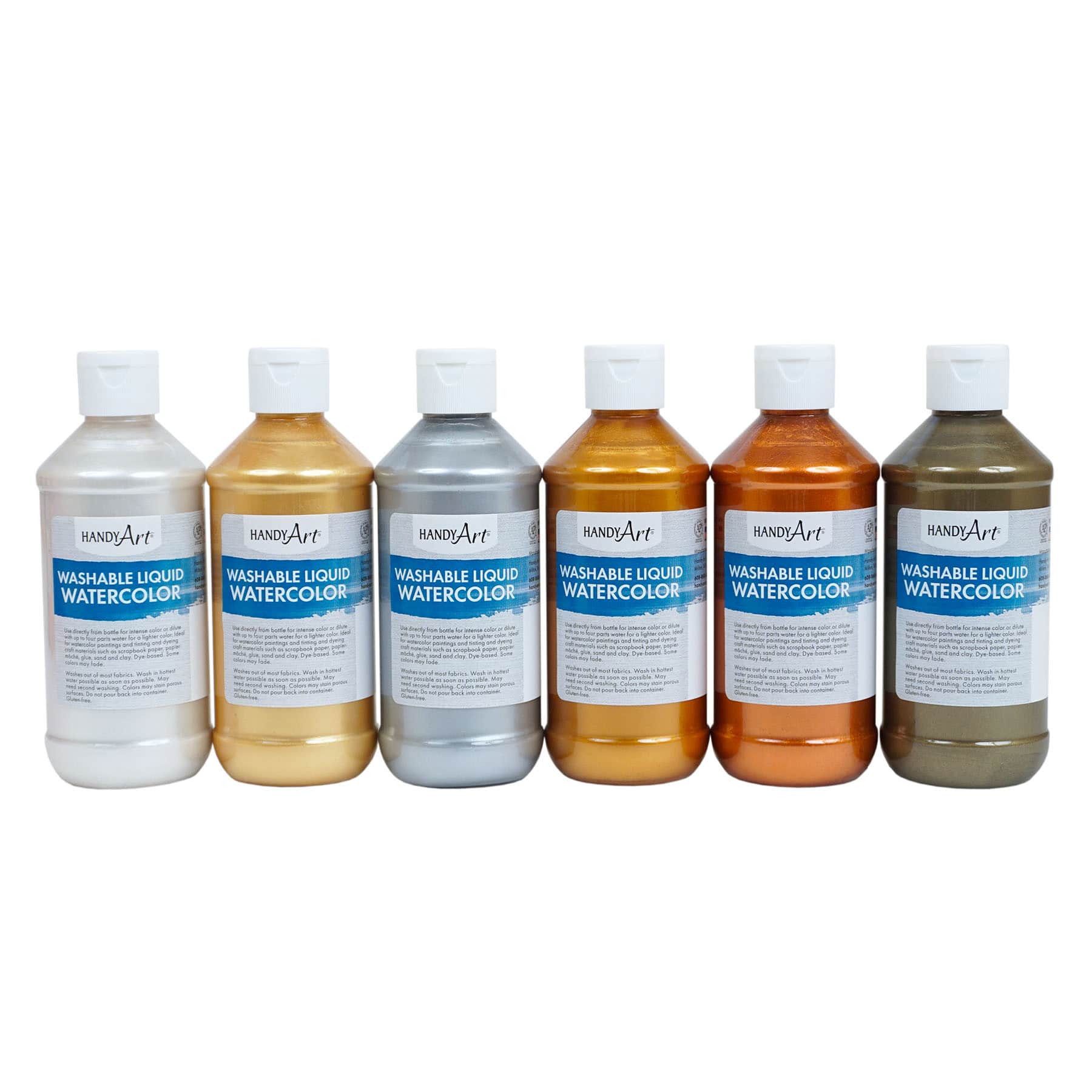 Handy Art® 8oz. 6 Color Metallic Liquid Watercolor Set
