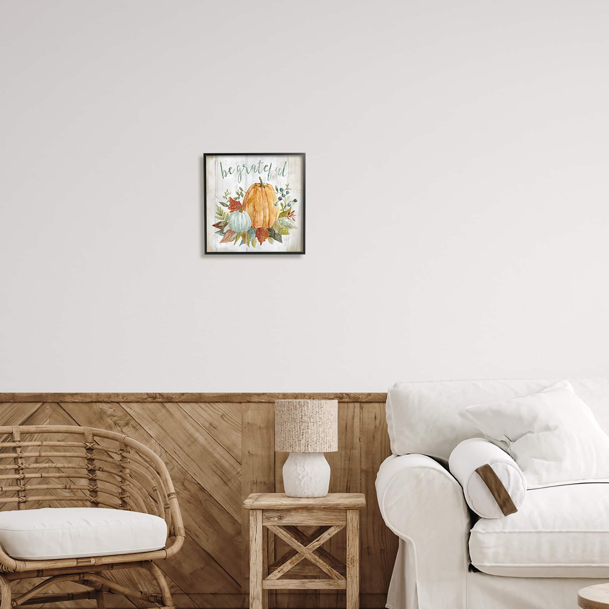 Stupell Industries Be Grateful Autumnal Botanicals Framed Giclee Art