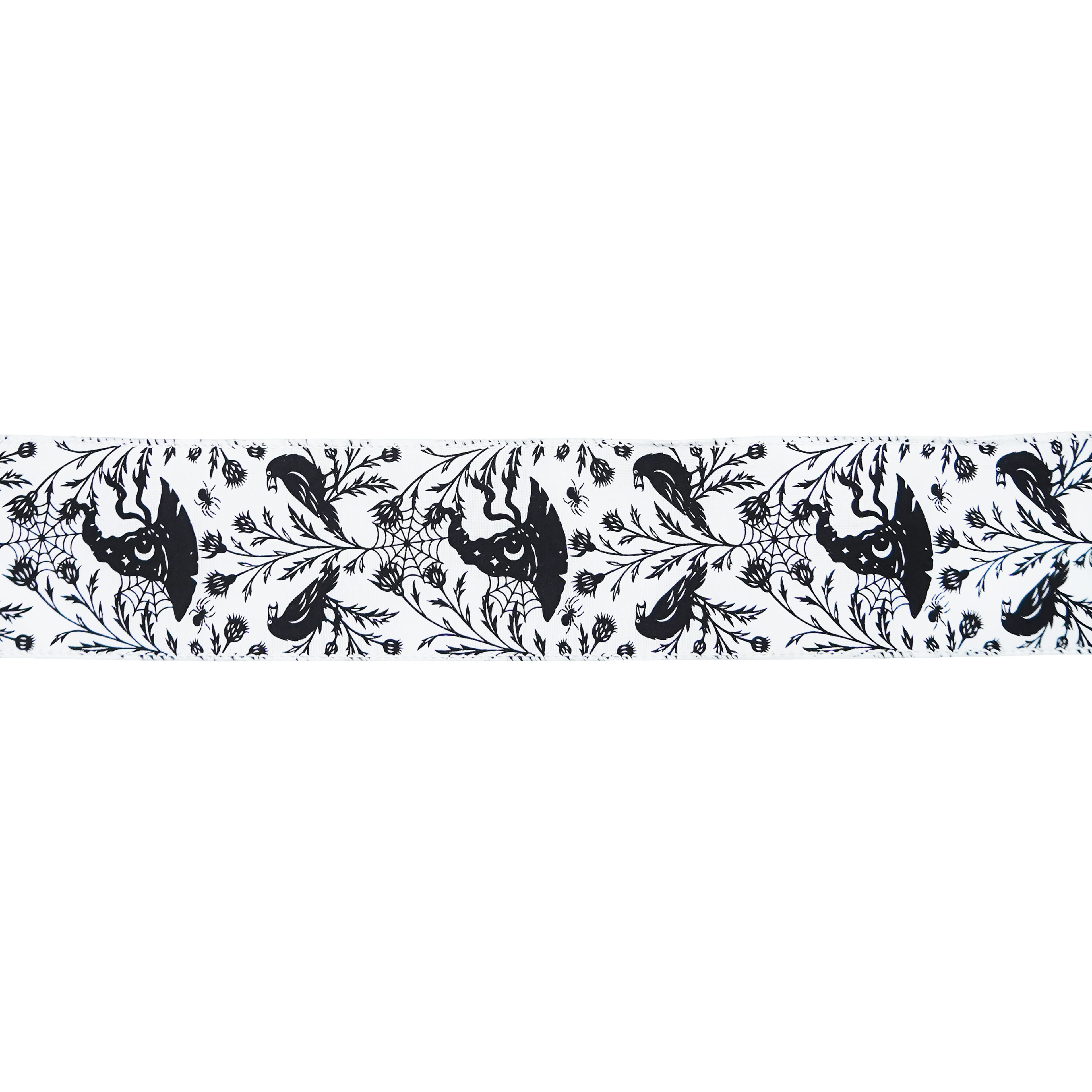 2.5" x 6.6yd. Black & White Witch Hat Wired Faux Linen Ribbon by Celebrate It®
