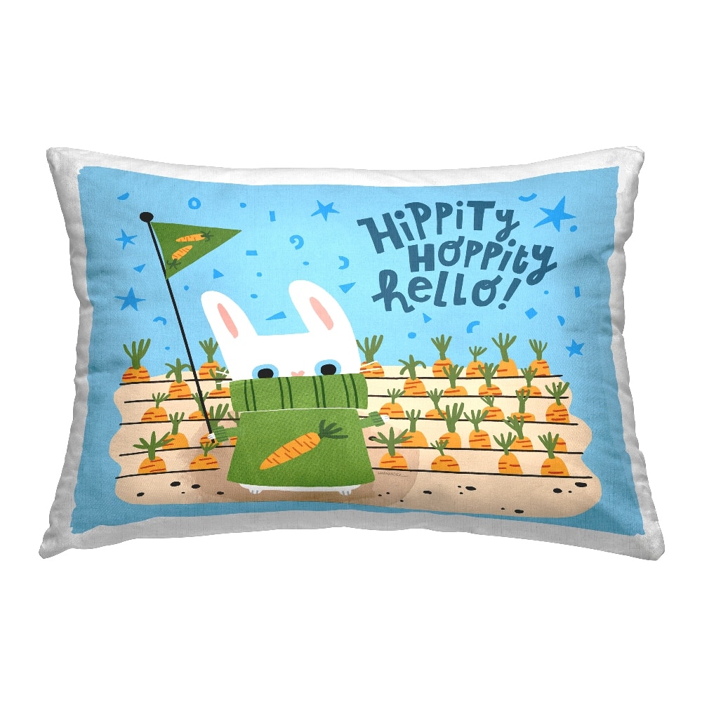 Stupell Industries Hippity Hoppity Hello Bunny Decorative Printed Throw Pillow