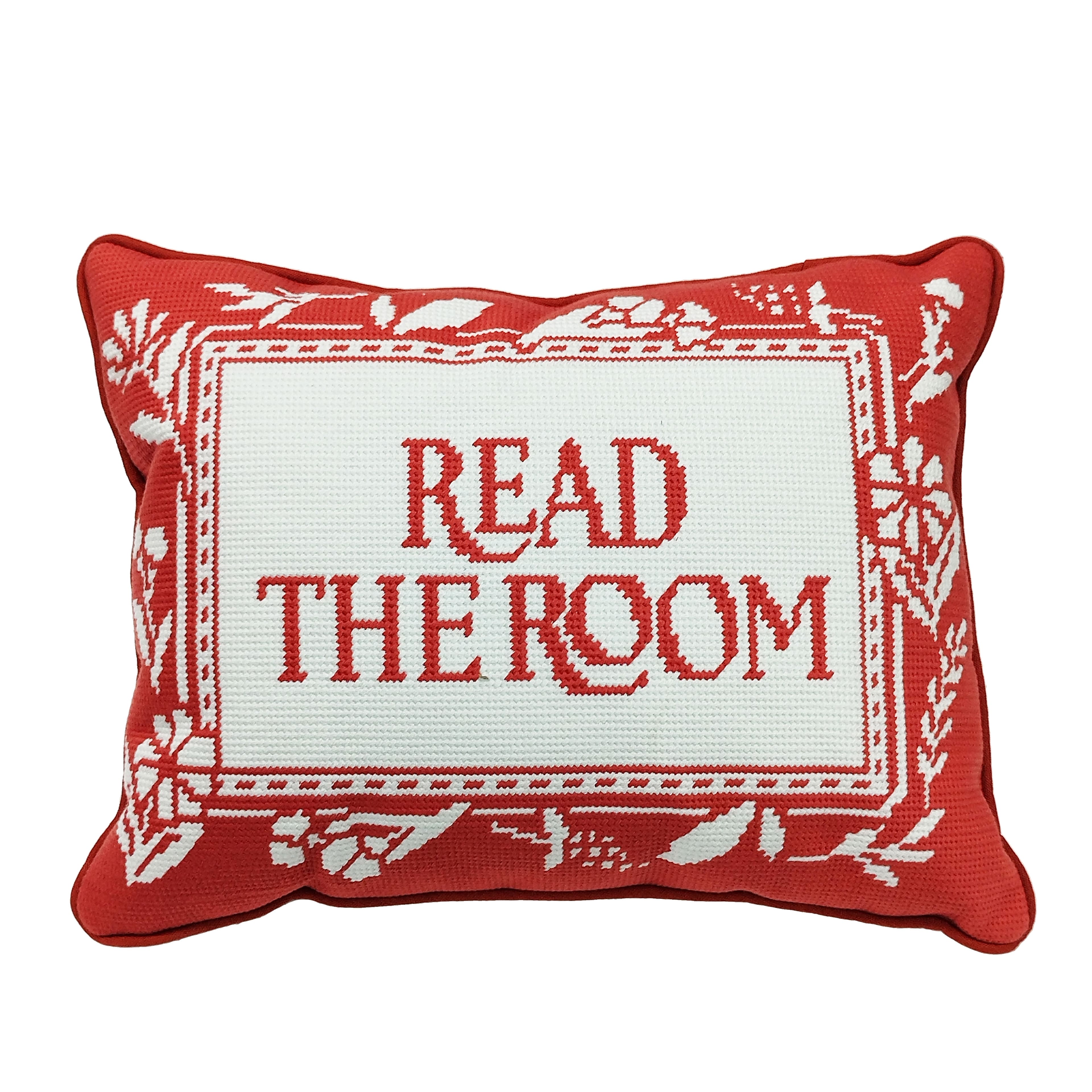 Red & White Read the Room Cross Stitch Throw Pillow by Ashland®