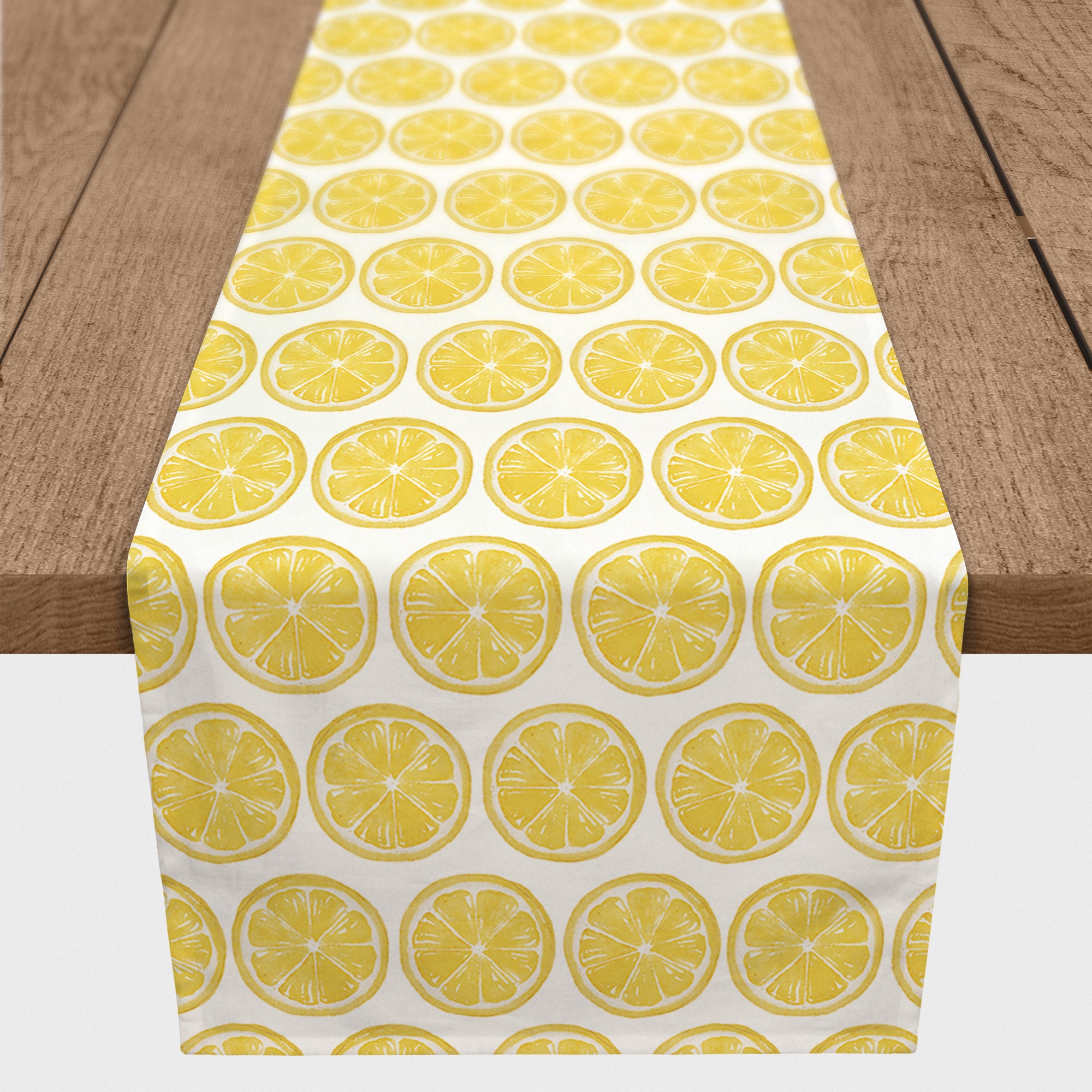 90'' Lemon Pattern Cotton Twill Table Runner