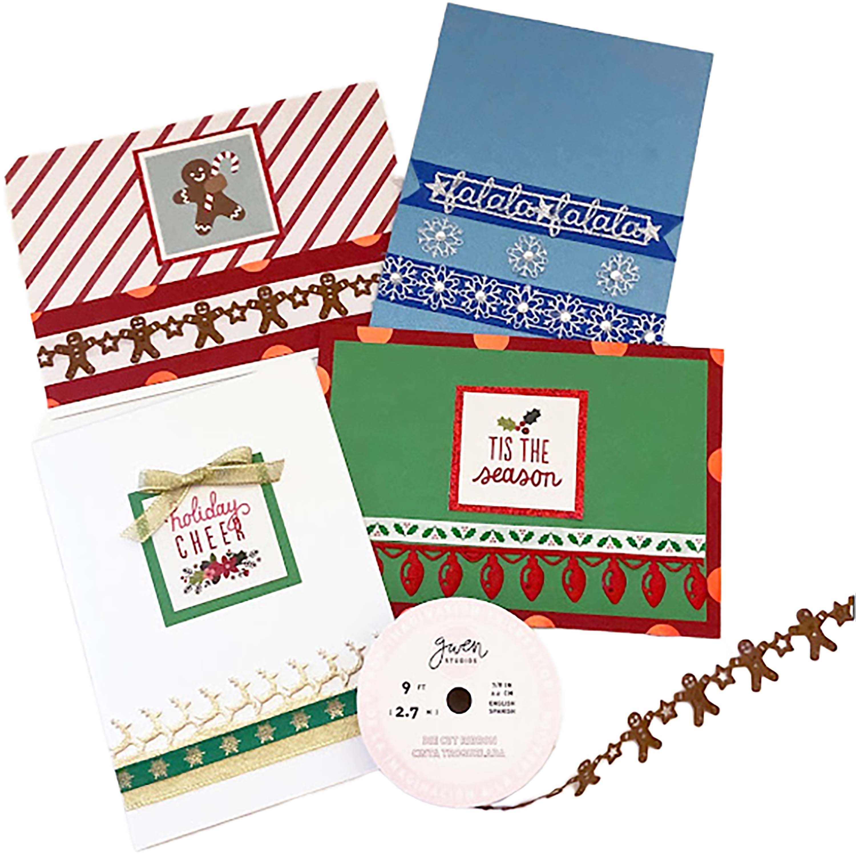 Gwen Studios 7/8" x 3yd. Die Cut Gingerbread Man Christmas Ribbon