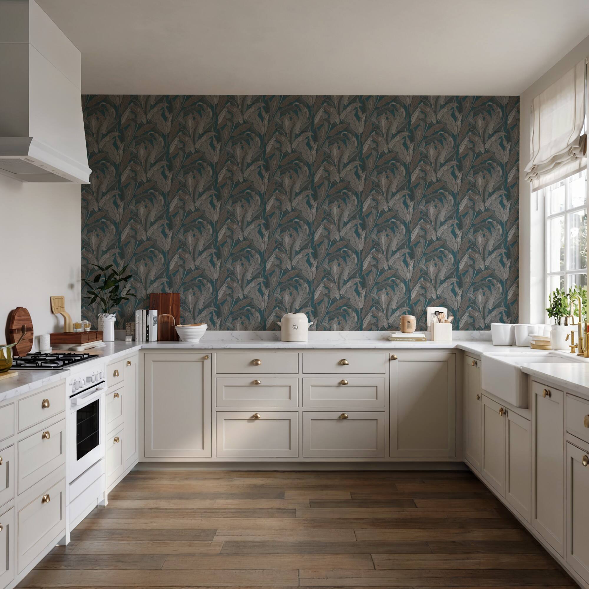 Designs Direct Embroidered Tropical Foliage Wallpaper