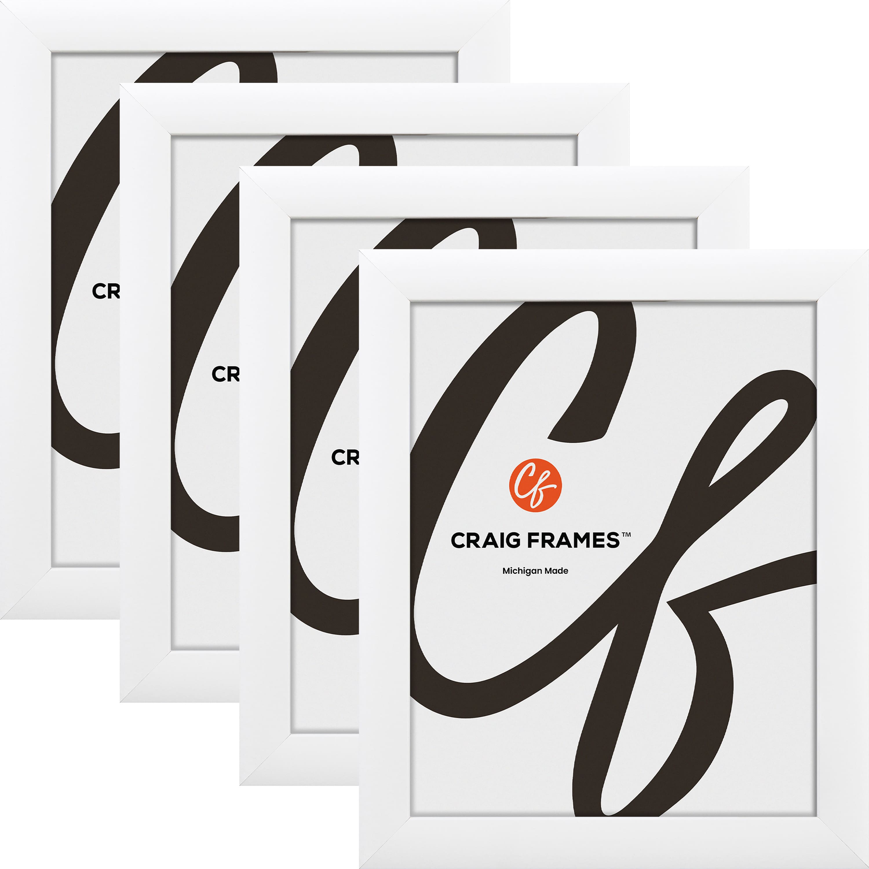 4 Pack Craig Frames Contemporary White Satin Picture Frame, Size