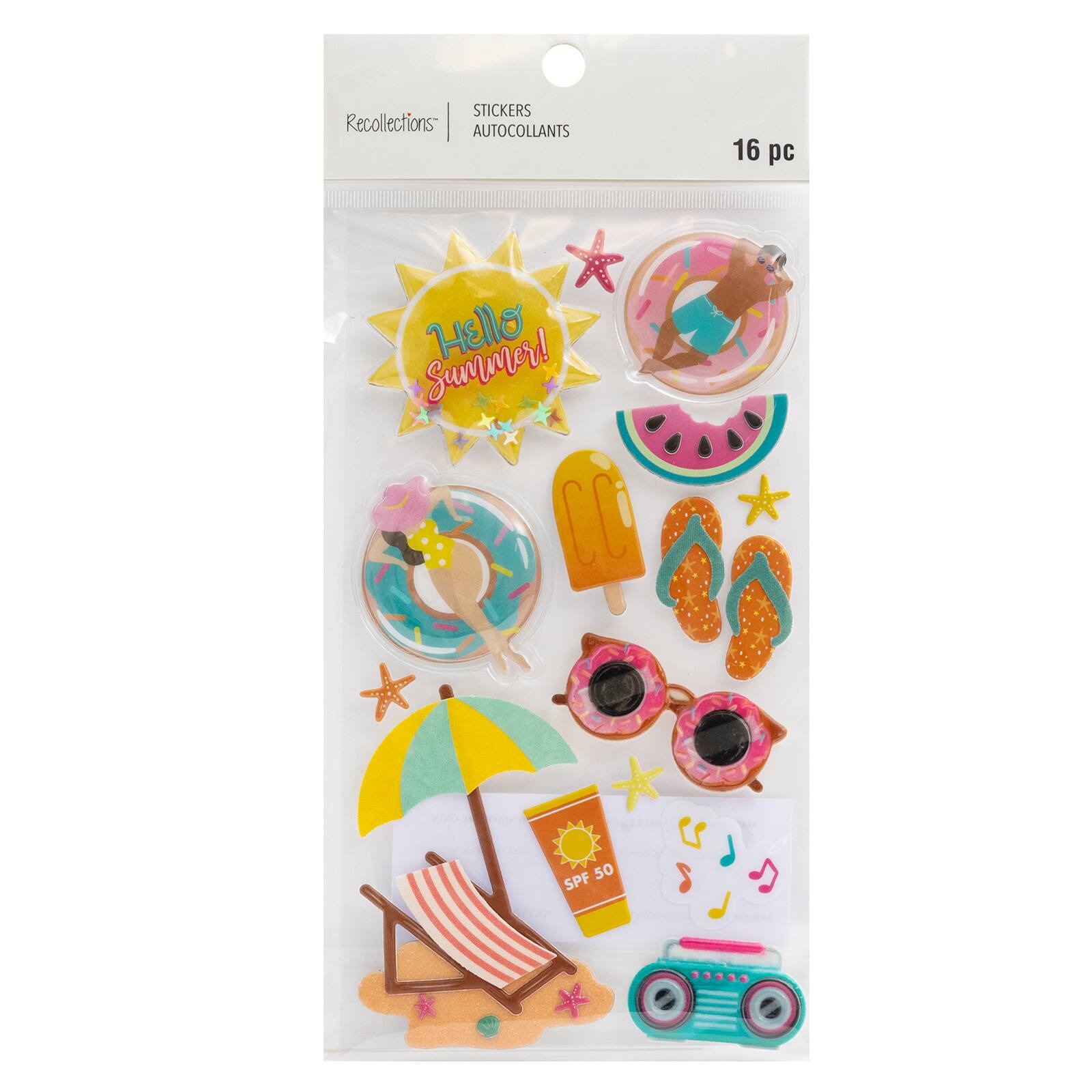 12 Pack: Beach Donut Stickers by Recollections™