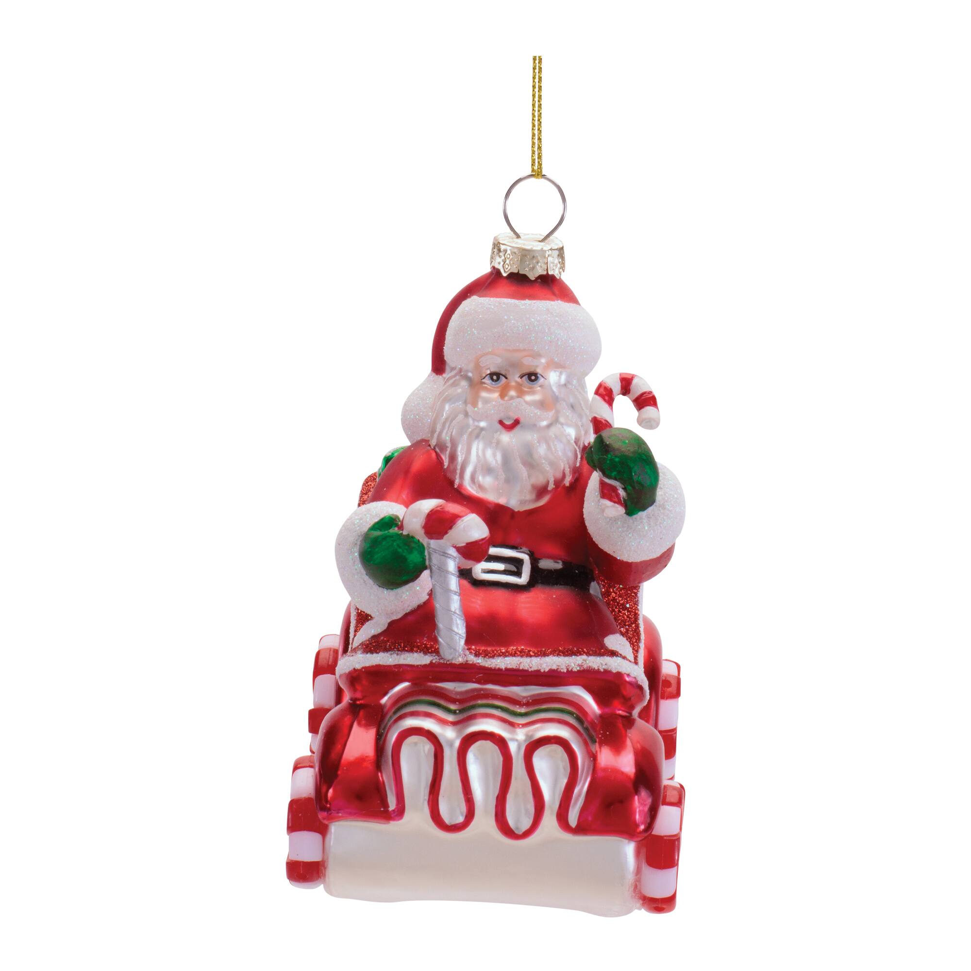 Melrose 4.25" Santa in Candy Car Glass Ornaments, 6ct.