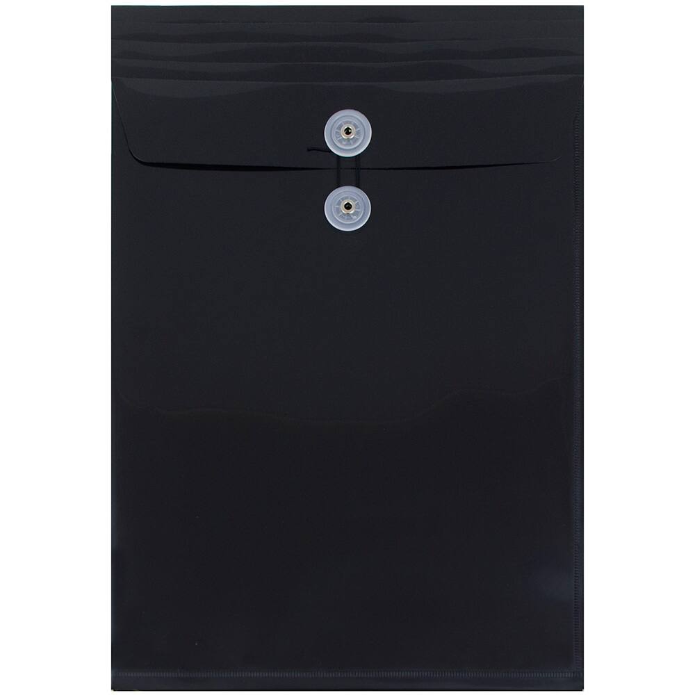 JAM Paper Legal Size Plastic Envelopes with Button & String Tie Closure