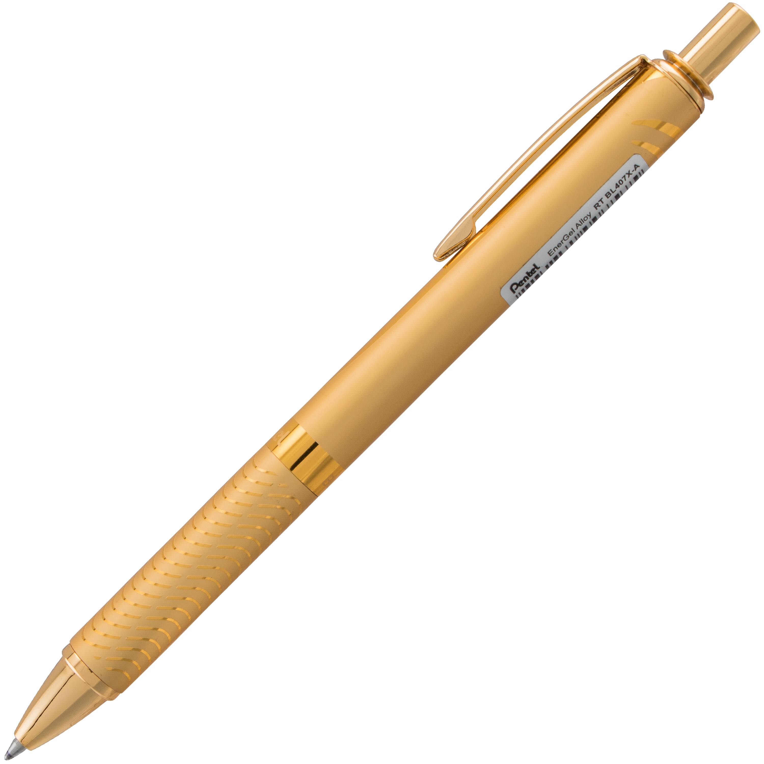 Pentel EnerGel® Gold Metal Barrel 0.7mm Black Ink Liquid Gel Pen