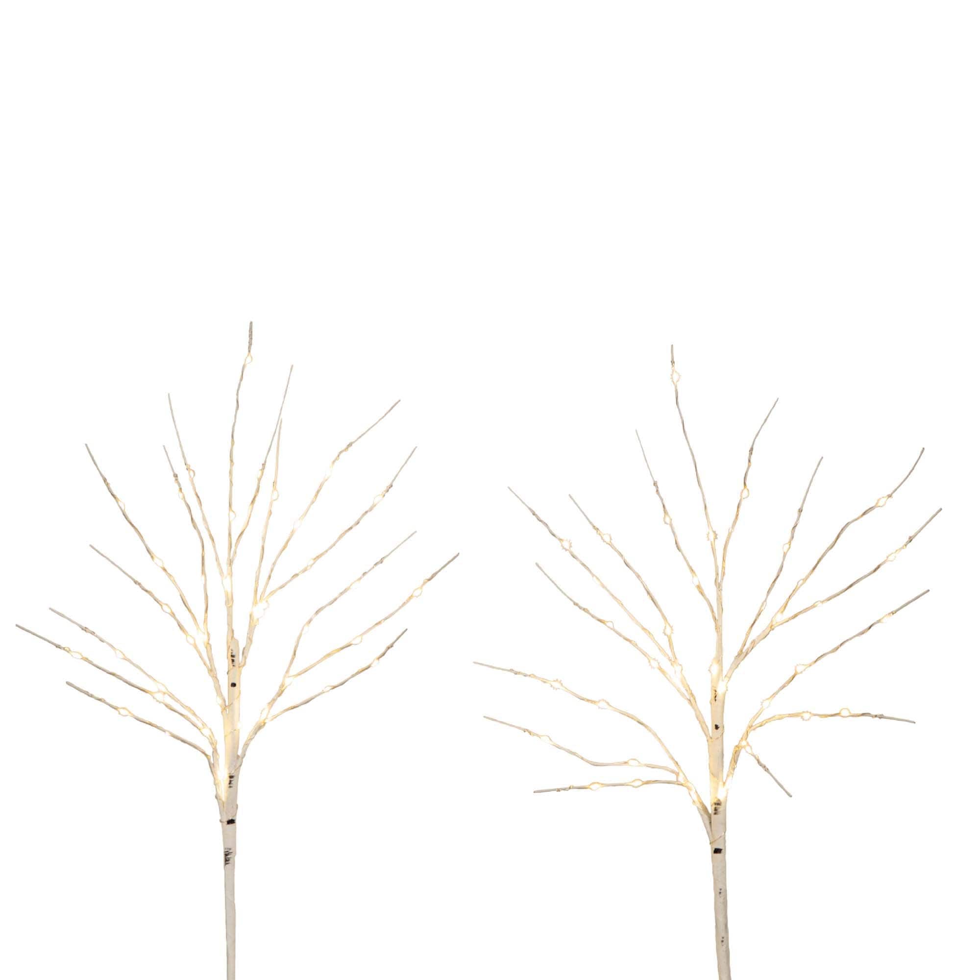2 Pack 24in. Pre-Lit Artificial White Birch Branches, Warm White LED Lights