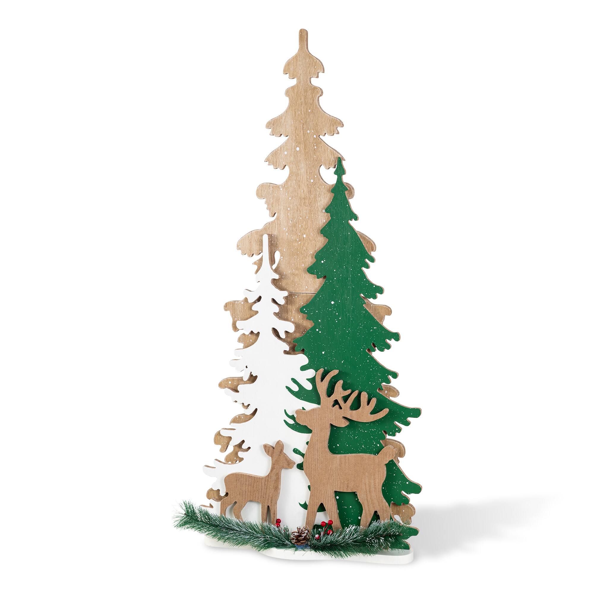 Glitzhome® 35.5" Wooden Christmas Tree Porch Decor