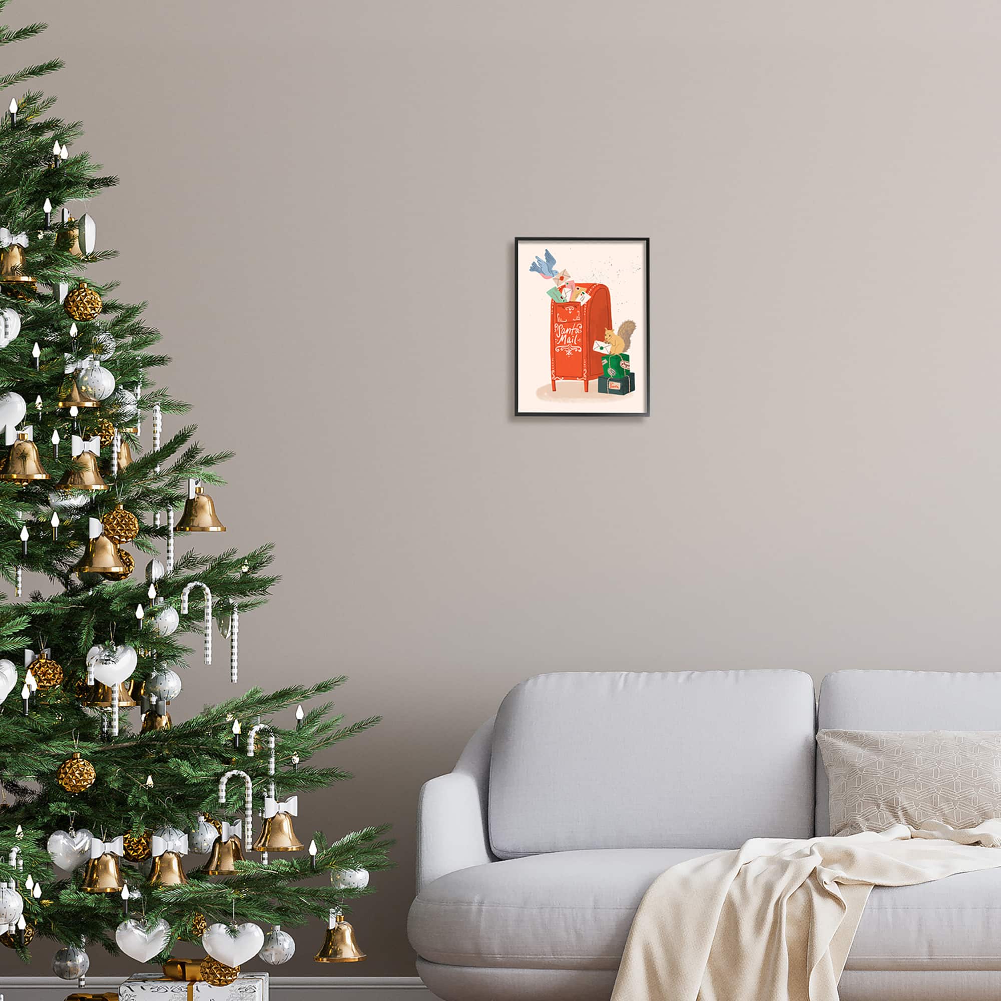 Stupell Industries Santa Mail Holiday Parcels Letters Framed Giclee Art