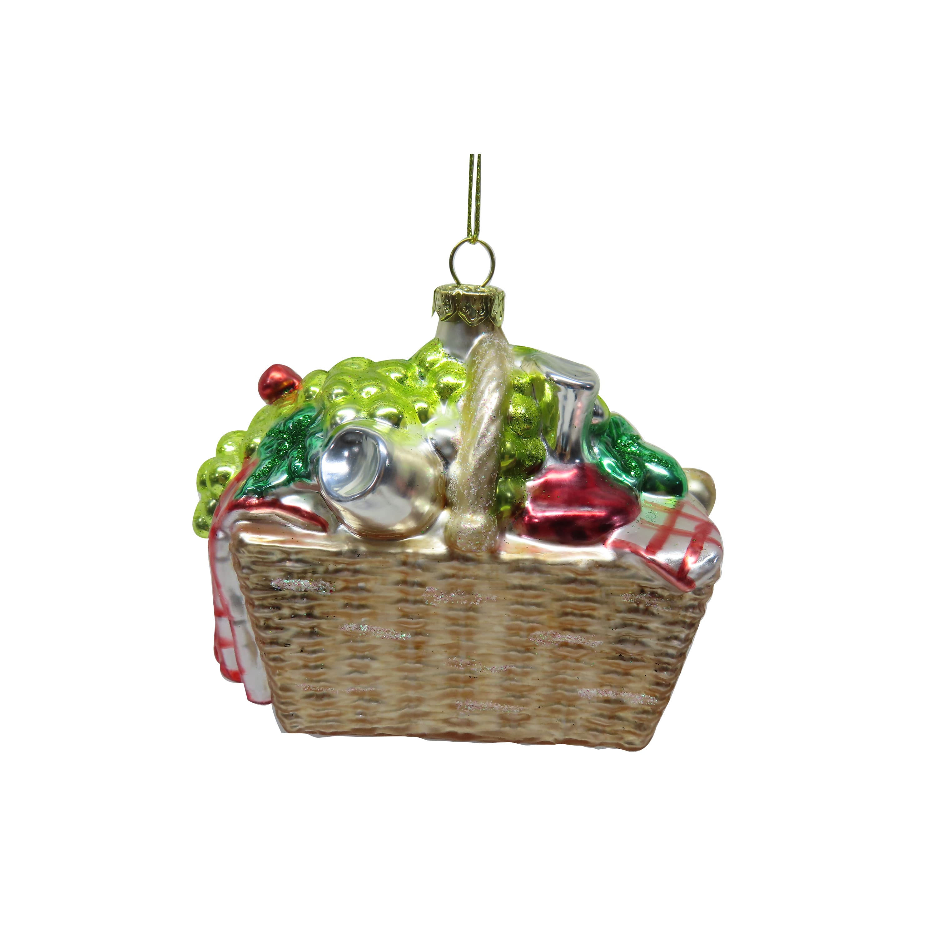 4" Picnic Basket Hand Painted Glass Ornament by Ashland®