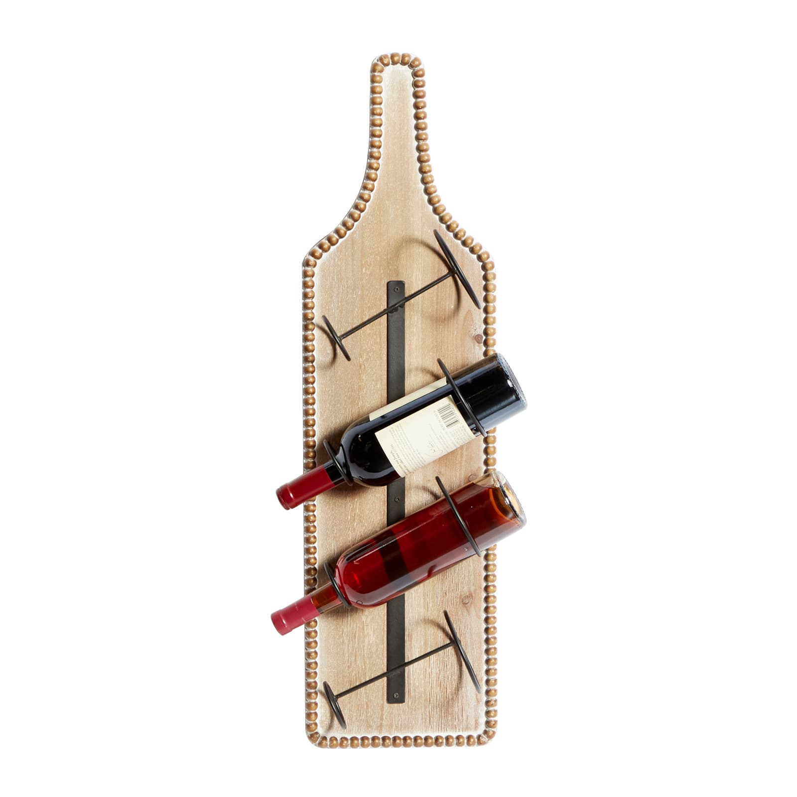 32" Brown Wood Farmhouse Wine Holder