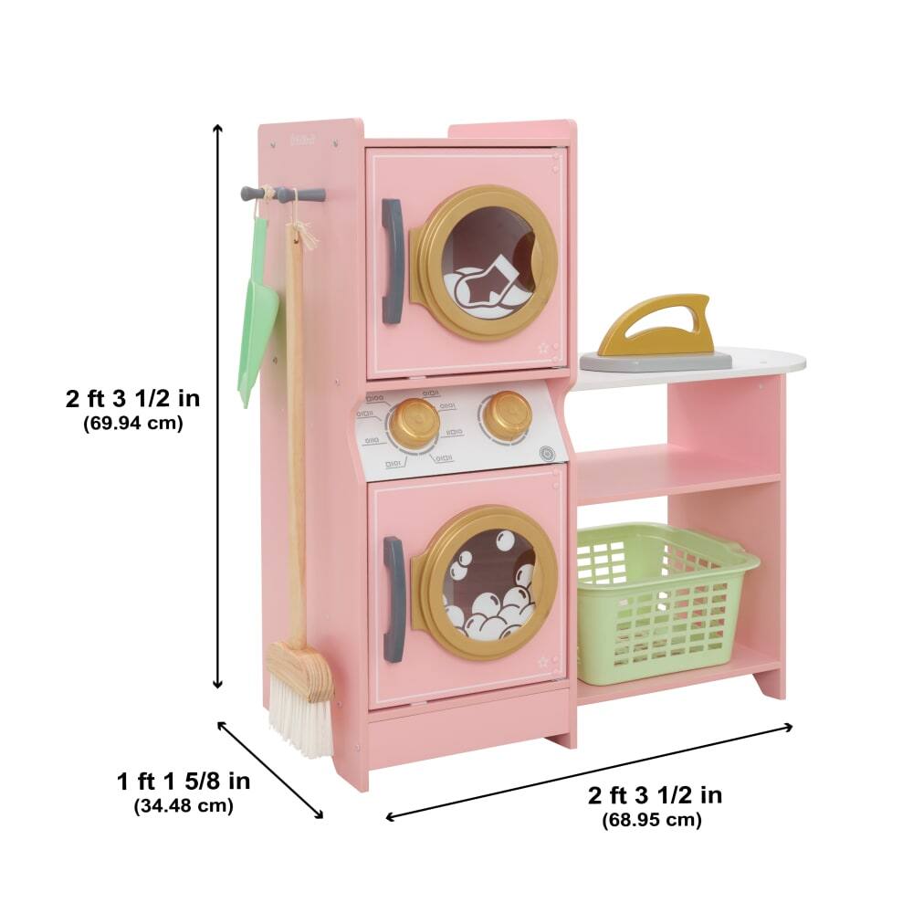 KidKraft Wooden Laundry Play Set with Stacking Washer & Dryer Toy & 4 Accessories